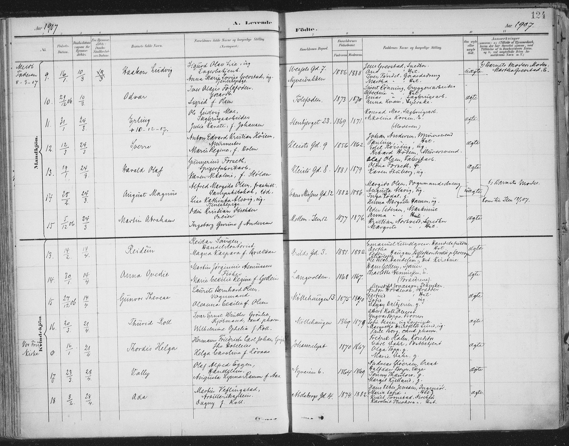 Ministerialprotokoller, klokkerbøker og fødselsregistre - Sør-Trøndelag, SAT/A-1456/603/L0167: Parish register (official) no. 603A06, 1896-1932, p. 124
