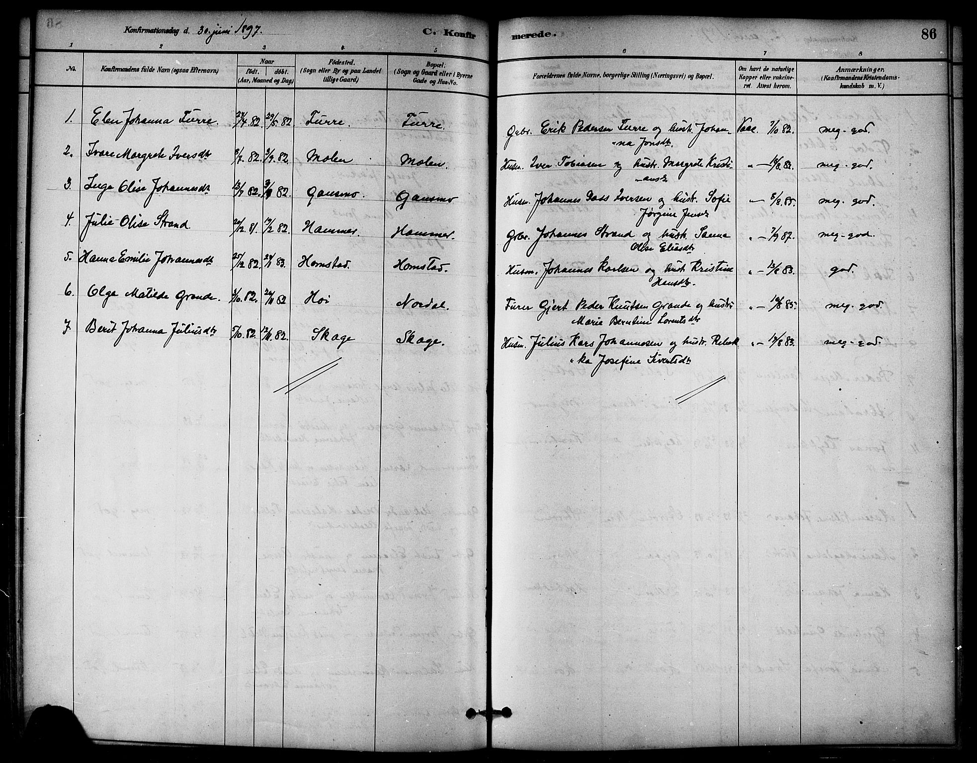 Ministerialprotokoller, klokkerbøker og fødselsregistre - Nord-Trøndelag, AV/SAT-A-1458/766/L0563: Parish register (official) no. 767A01, 1881-1899, p. 86