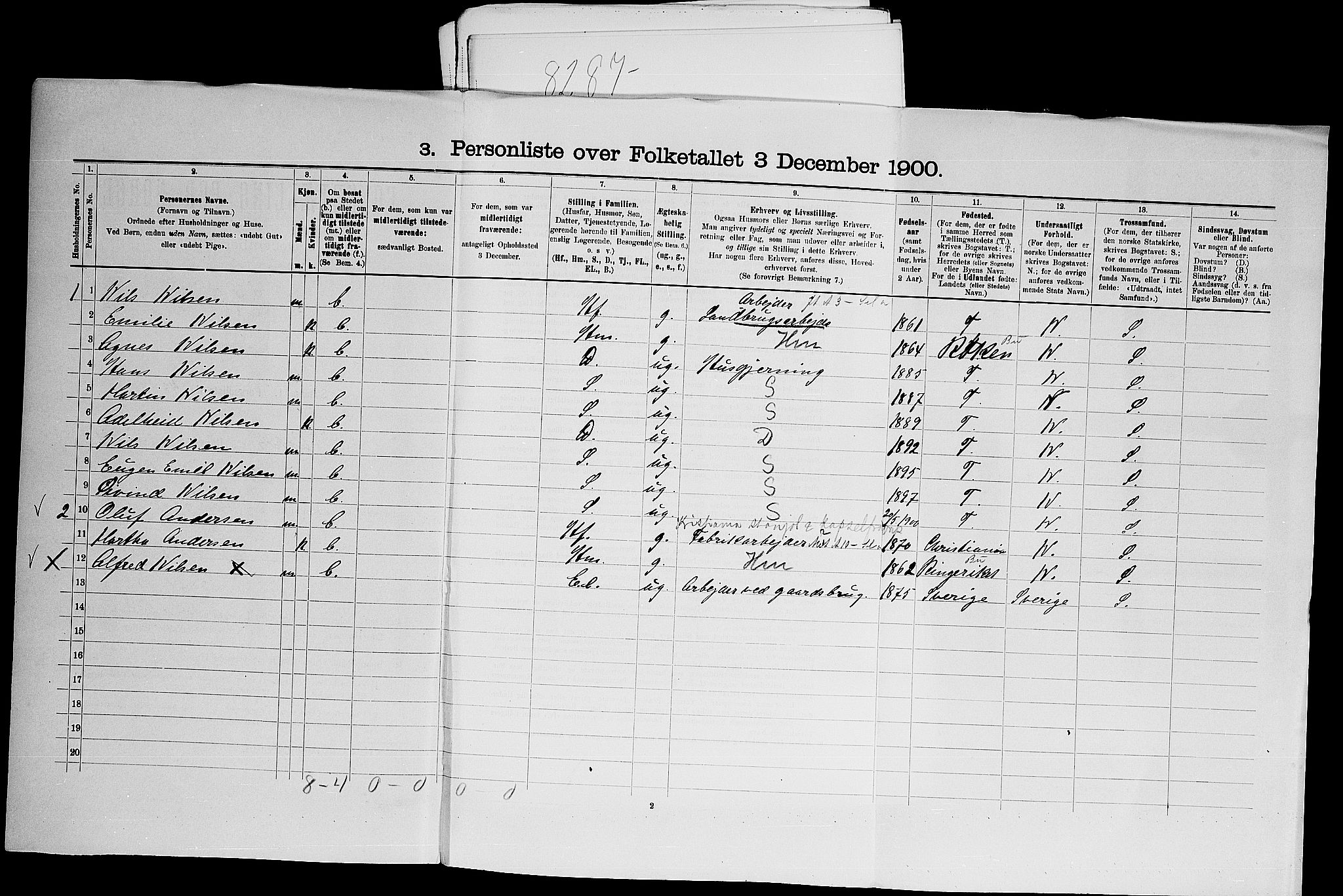 SAO, 1900 census for Asker, 1900, p. 1351