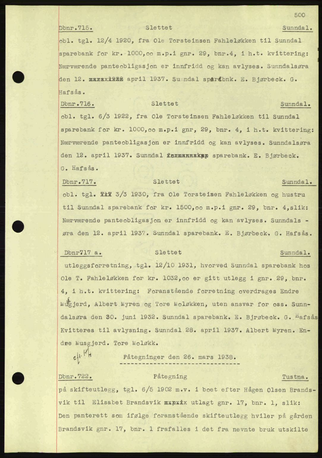 Nordmøre sorenskriveri, AV/SAT-A-4132/1/2/2Ca: Mortgage book no. C80, 1936-1939, Diary no: : 715/1938