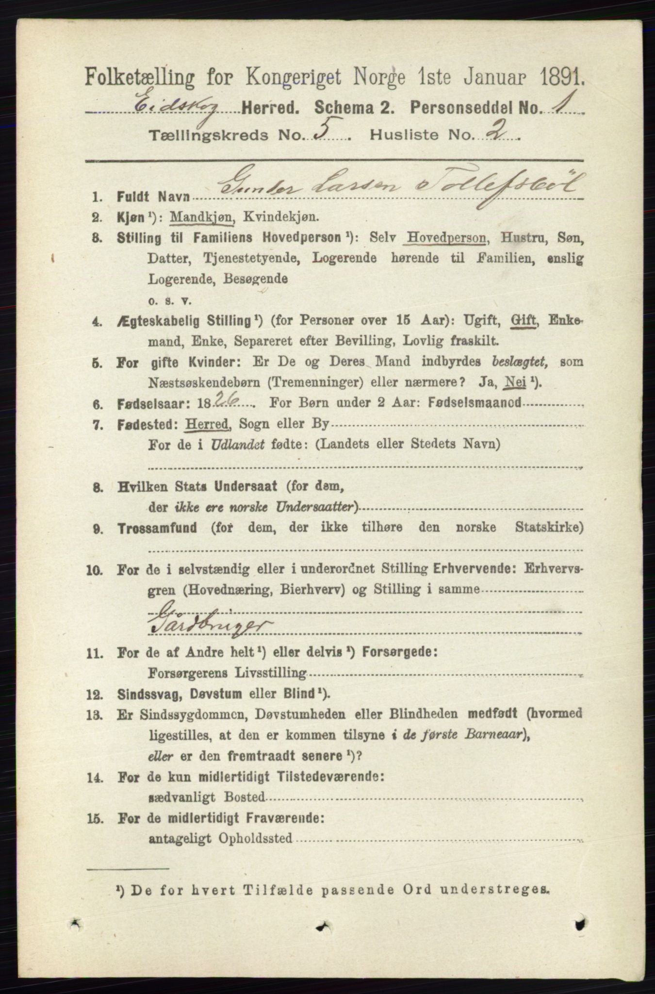 RA, 1891 census for 0420 Eidskog, 1891, p. 2065