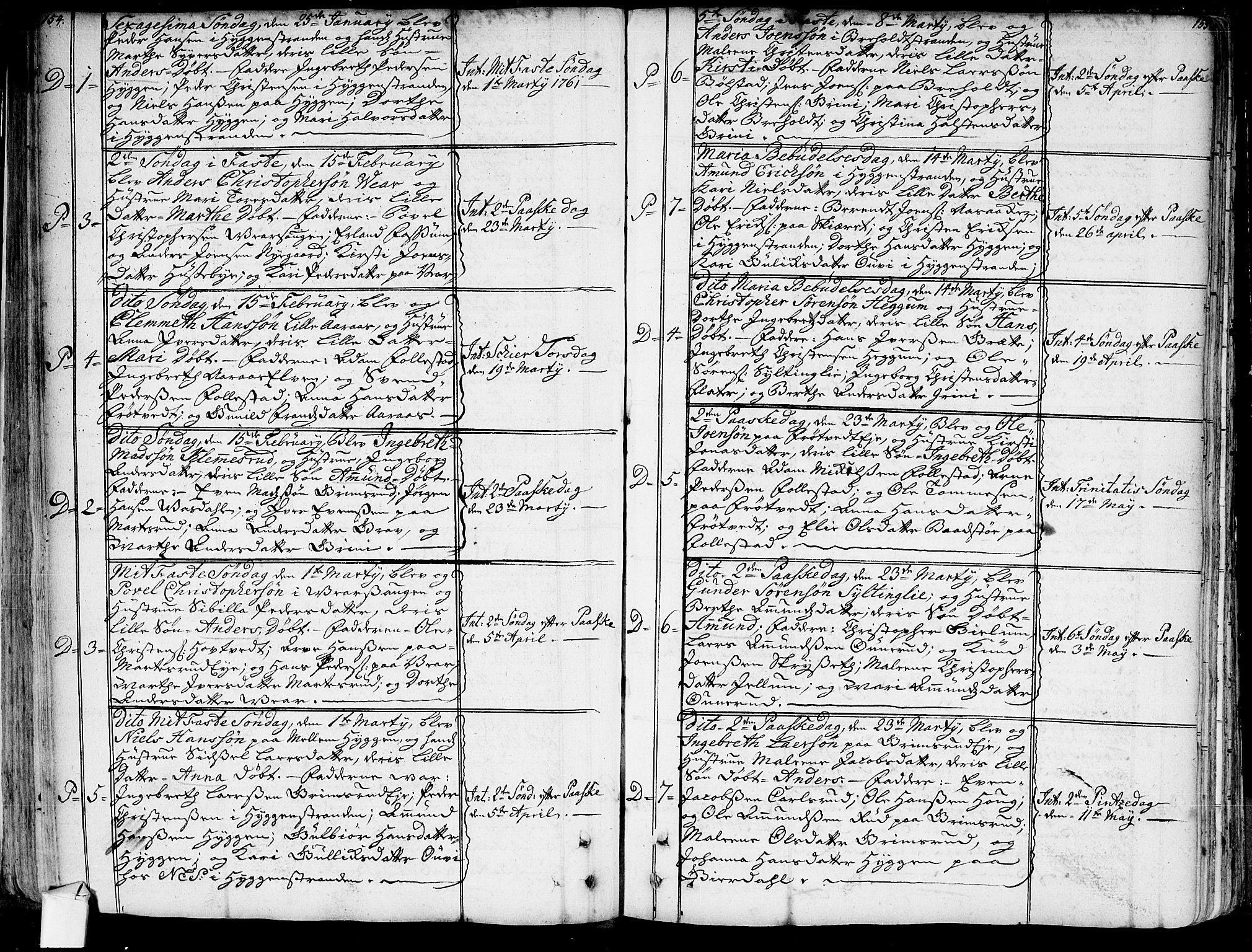 Røyken kirkebøker, SAKO/A-241/G/Ga/L0001: Parish register (copy) no. 1, 1740-1768, p. 154-155