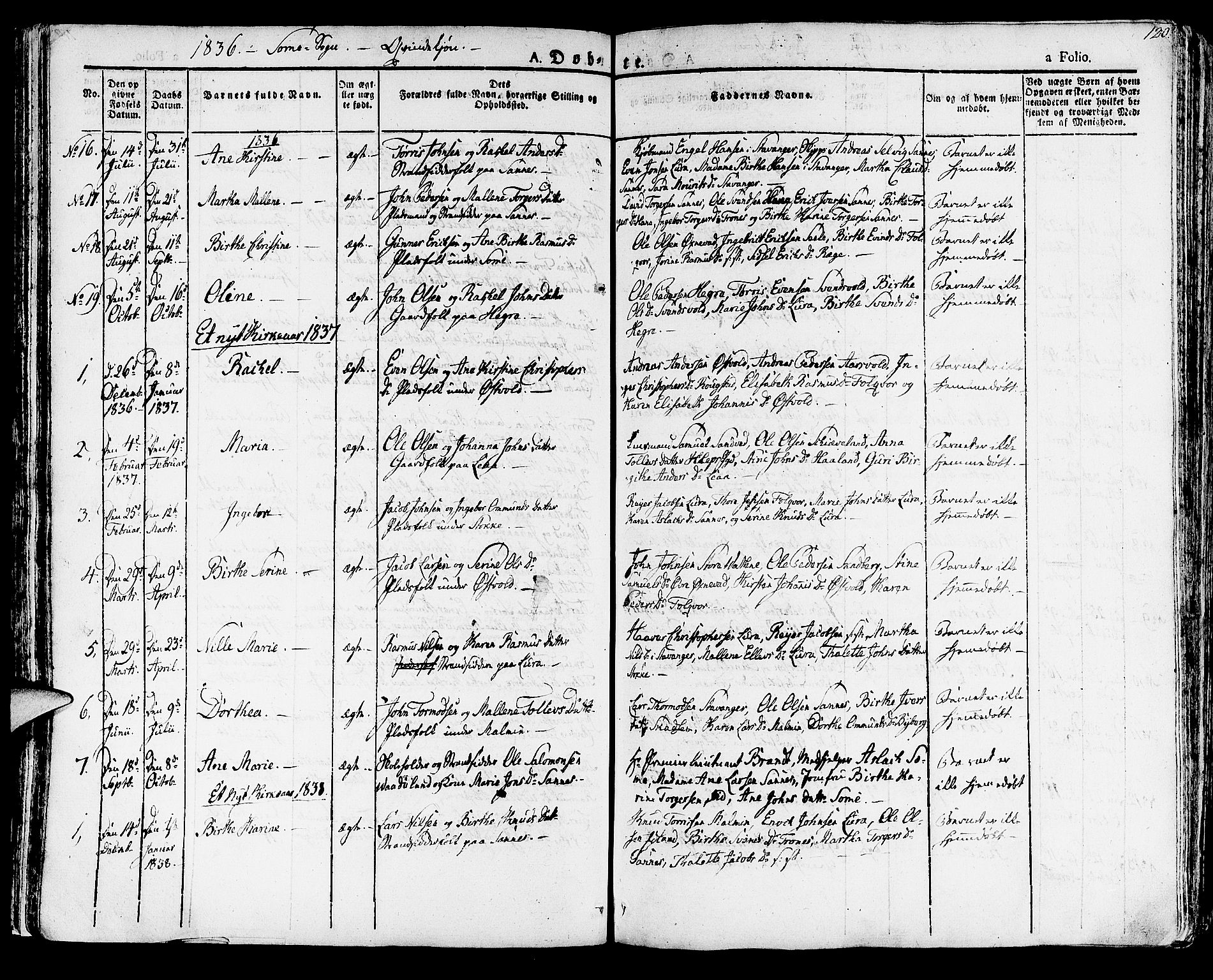 Høyland sokneprestkontor, SAST/A-101799/001/30BA/L0007: Parish register (official) no. A 7 /2, 1825-1841, p. 120