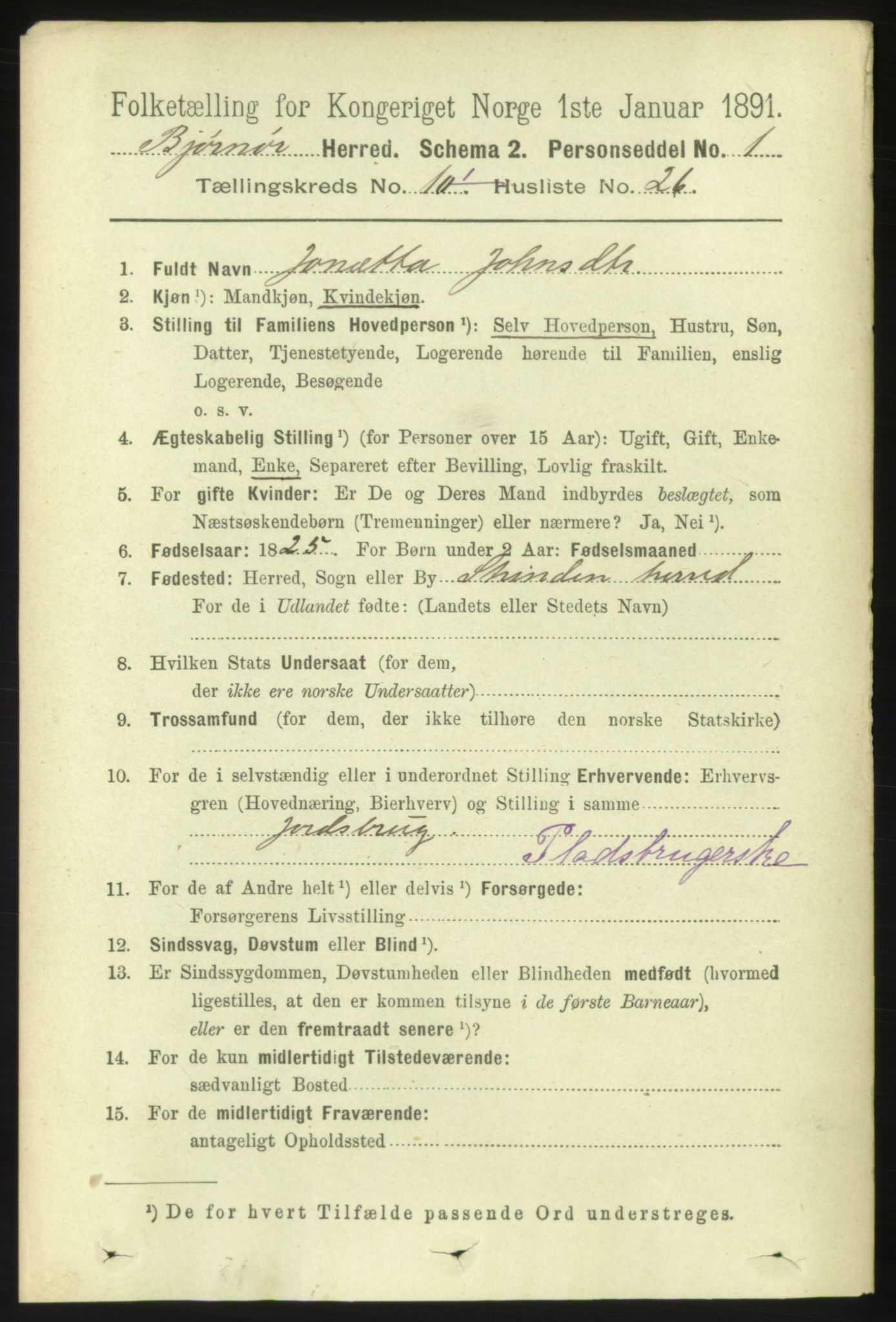 RA, 1891 census for 1632 Bjørnør, 1891, p. 4319