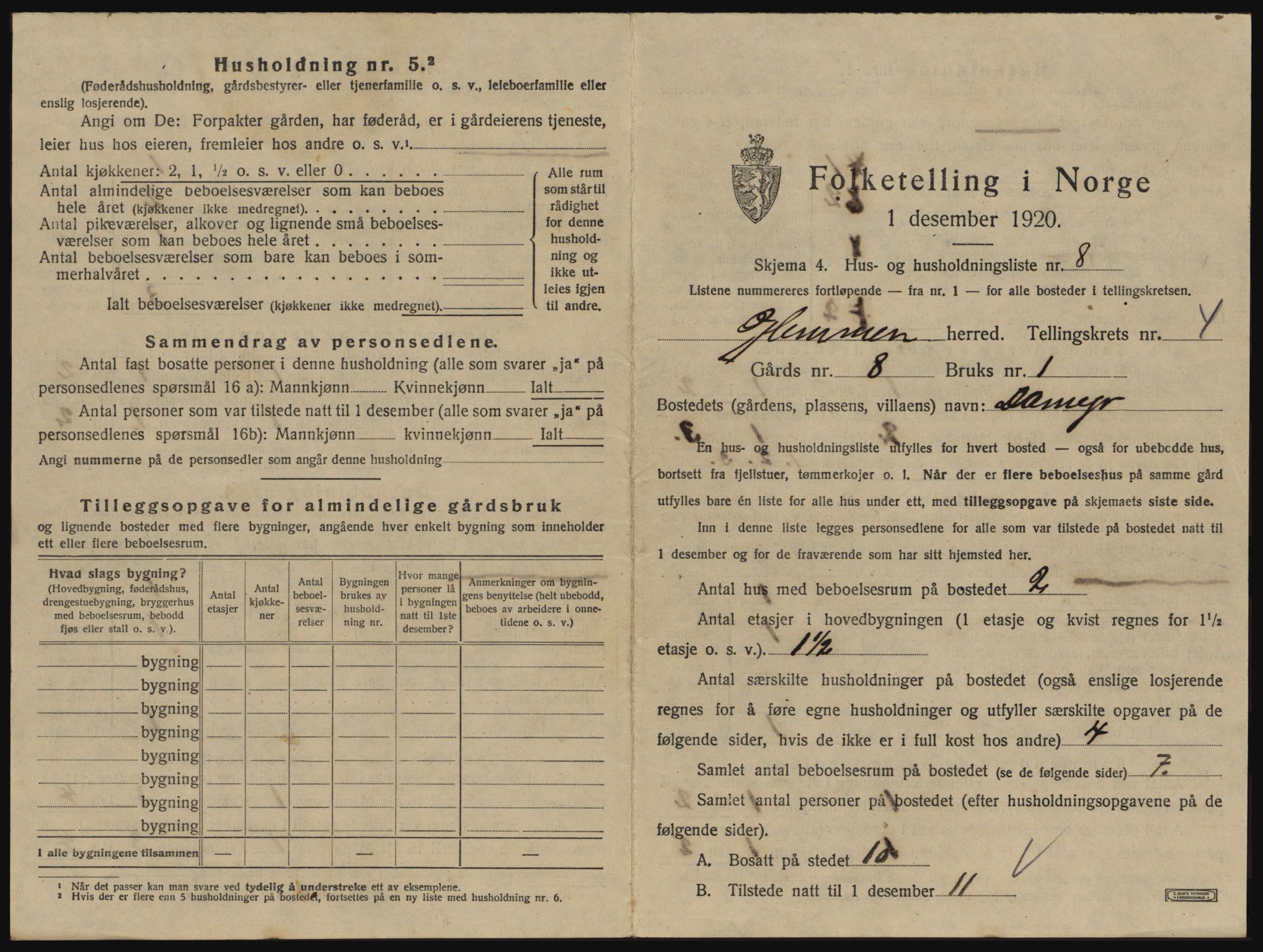 SAO, 1920 census for Glemmen, 1920, p. 1473