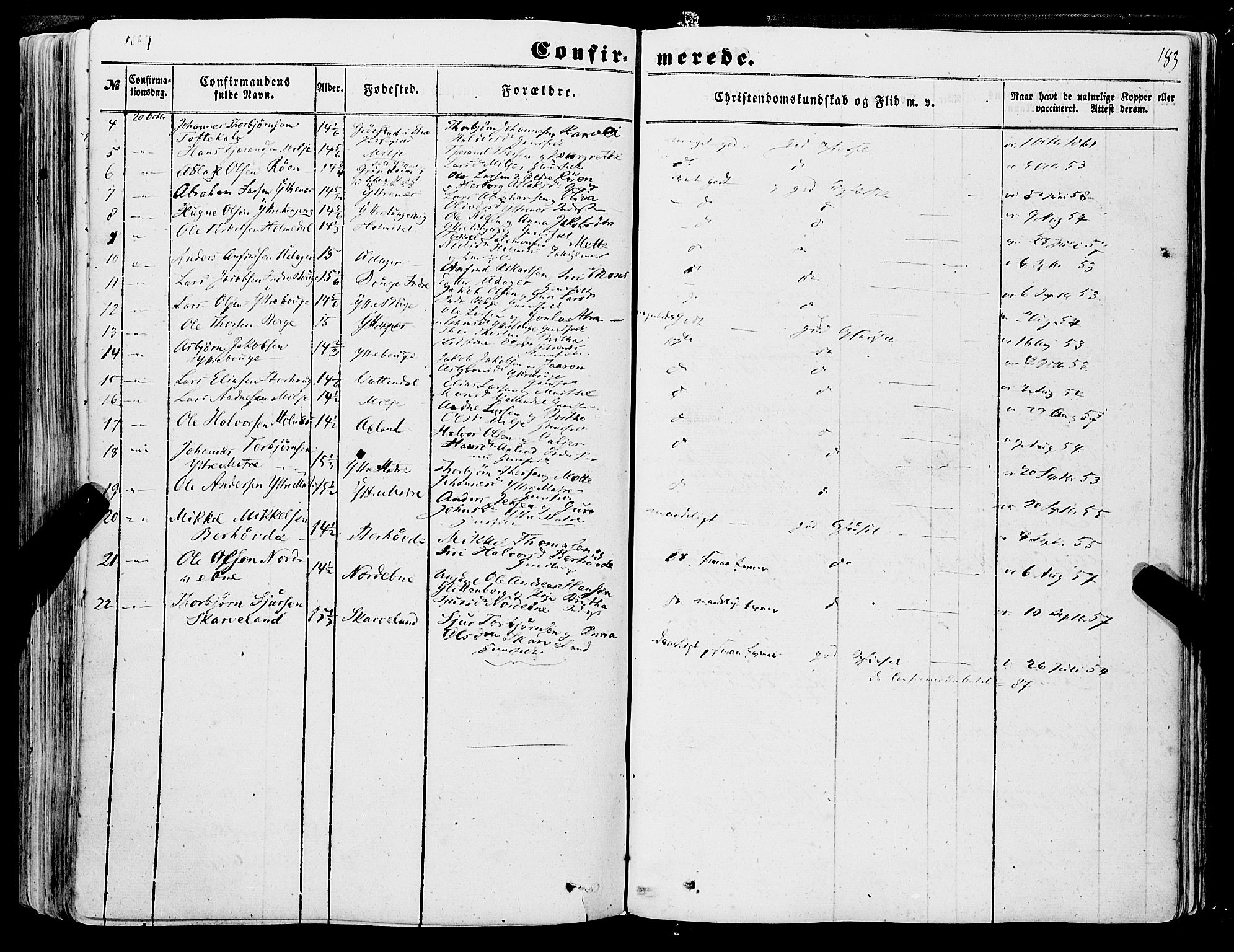 Skånevik sokneprestembete, AV/SAB-A-77801/H/Haa: Parish register (official) no. A 5I, 1848-1869, p. 183