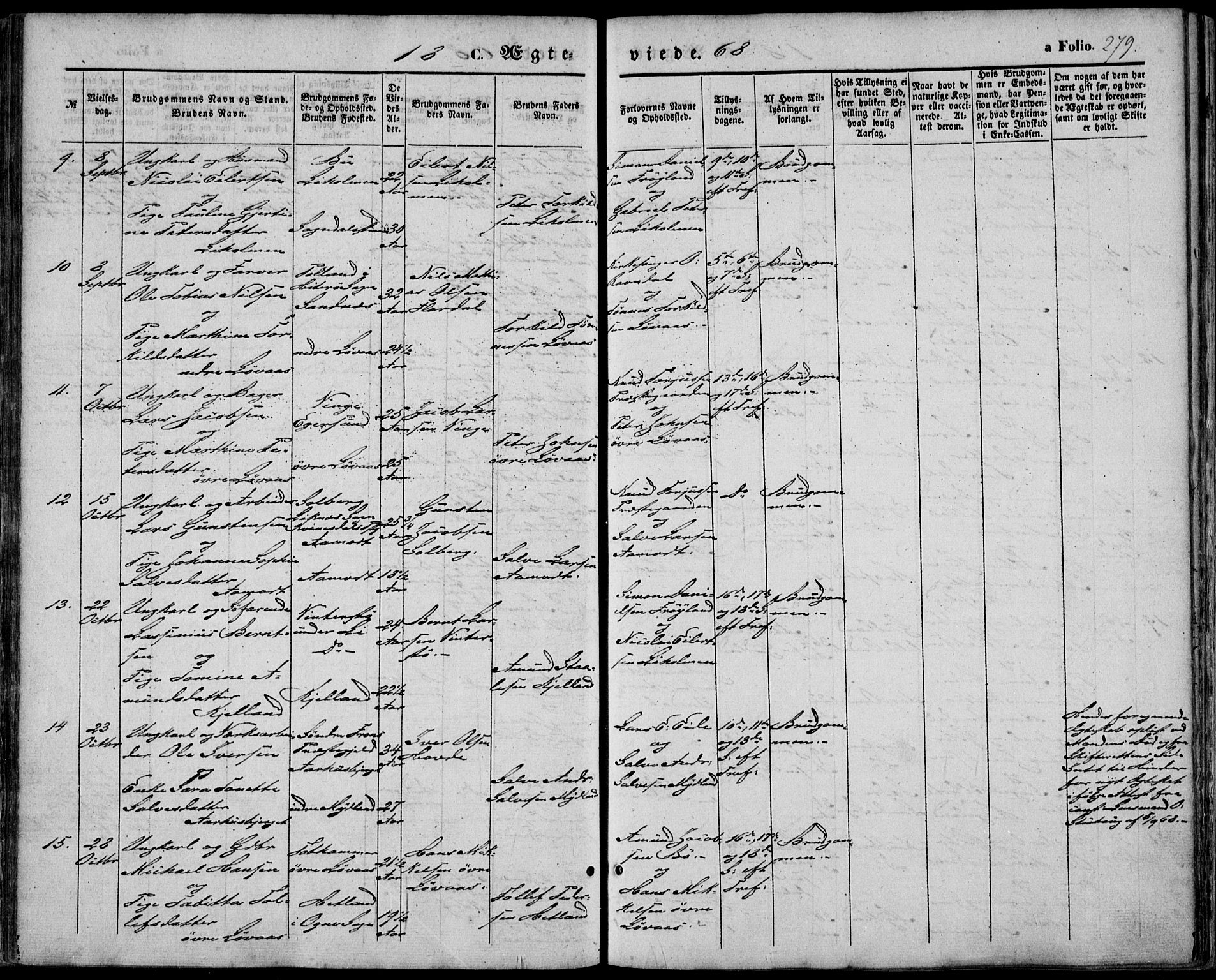 Sokndal sokneprestkontor, AV/SAST-A-101808: Parish register (official) no. A 9, 1857-1874, p. 279