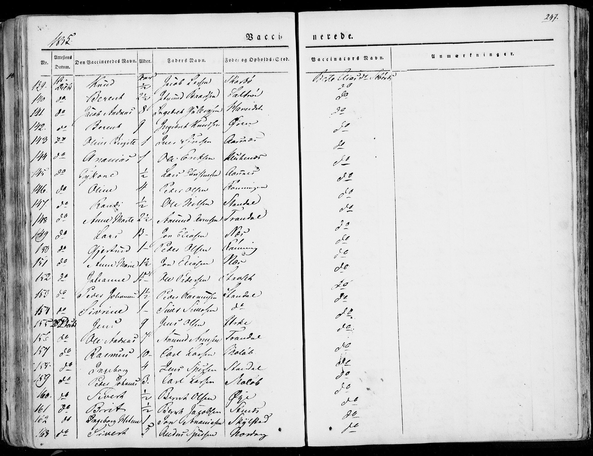 Ministerialprotokoller, klokkerbøker og fødselsregistre - Møre og Romsdal, AV/SAT-A-1454/515/L0208: Parish register (official) no. 515A04, 1830-1846, p. 247