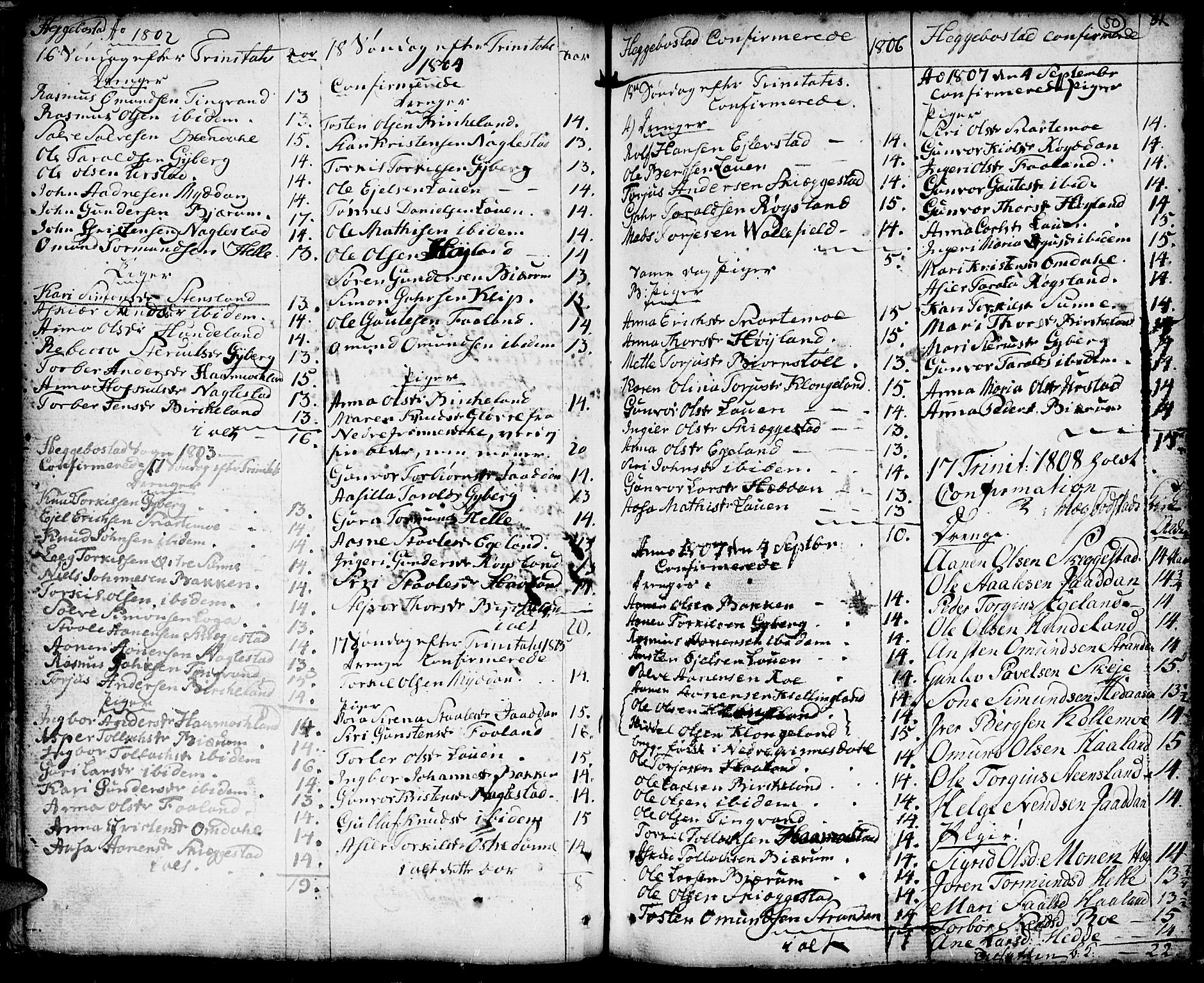 Hægebostad sokneprestkontor, SAK/1111-0024/F/Fa/Faa/L0001: Parish register (official) no. A 1 /1, 1760-1820, p. 50
