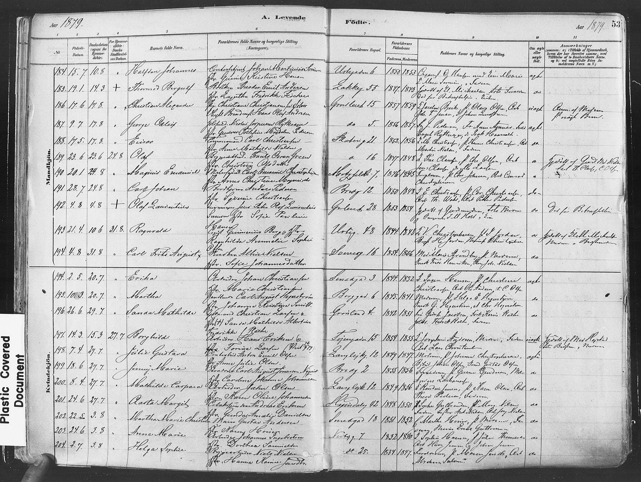 Grønland prestekontor Kirkebøker, SAO/A-10848/F/Fa/L0007: Parish register (official) no. 7, 1878-1888, p. 53