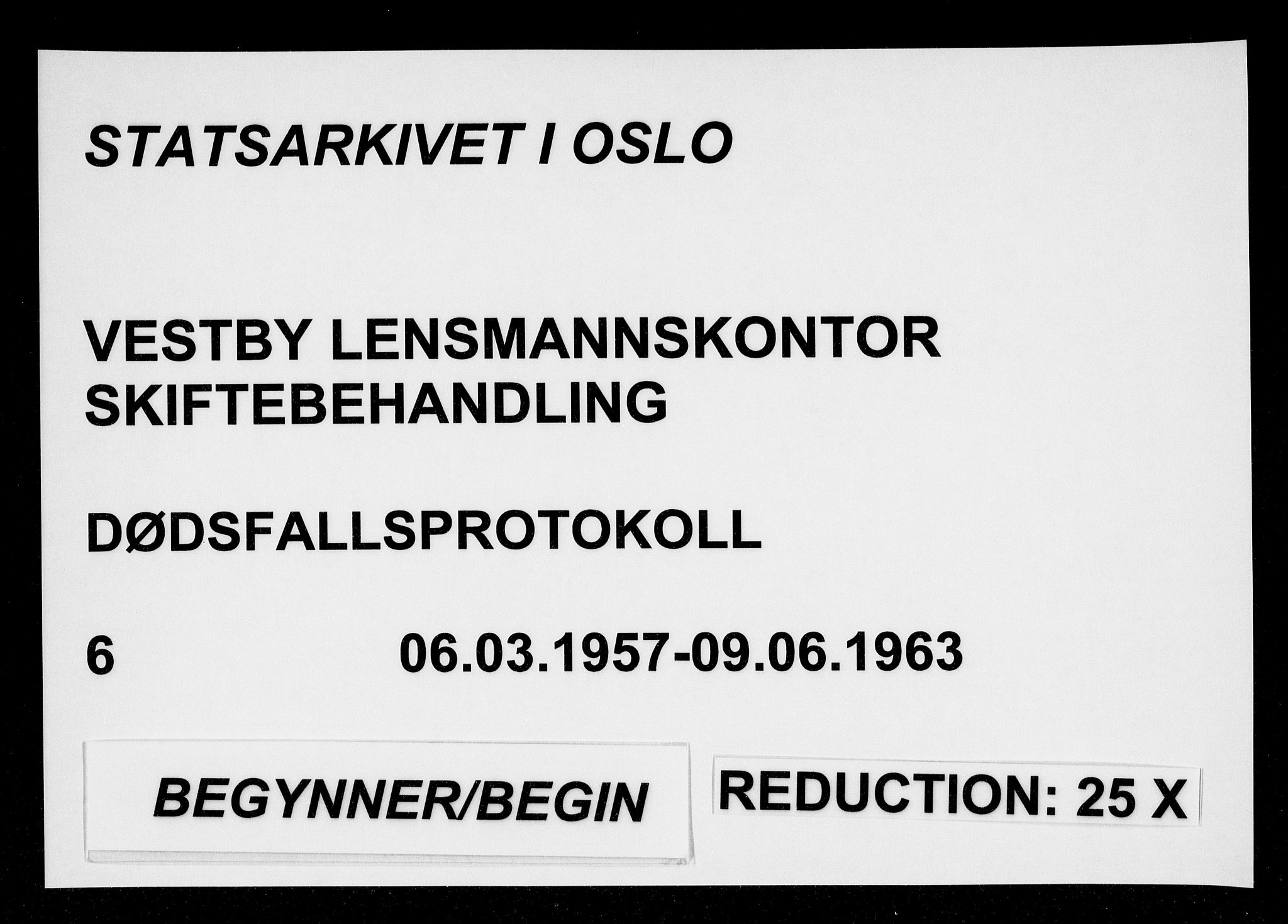 Vestby lensmannskontor, SAO/A-10110/H/Ha/Haa/L0006: Dødsfallsprotokoll, 1957-1963