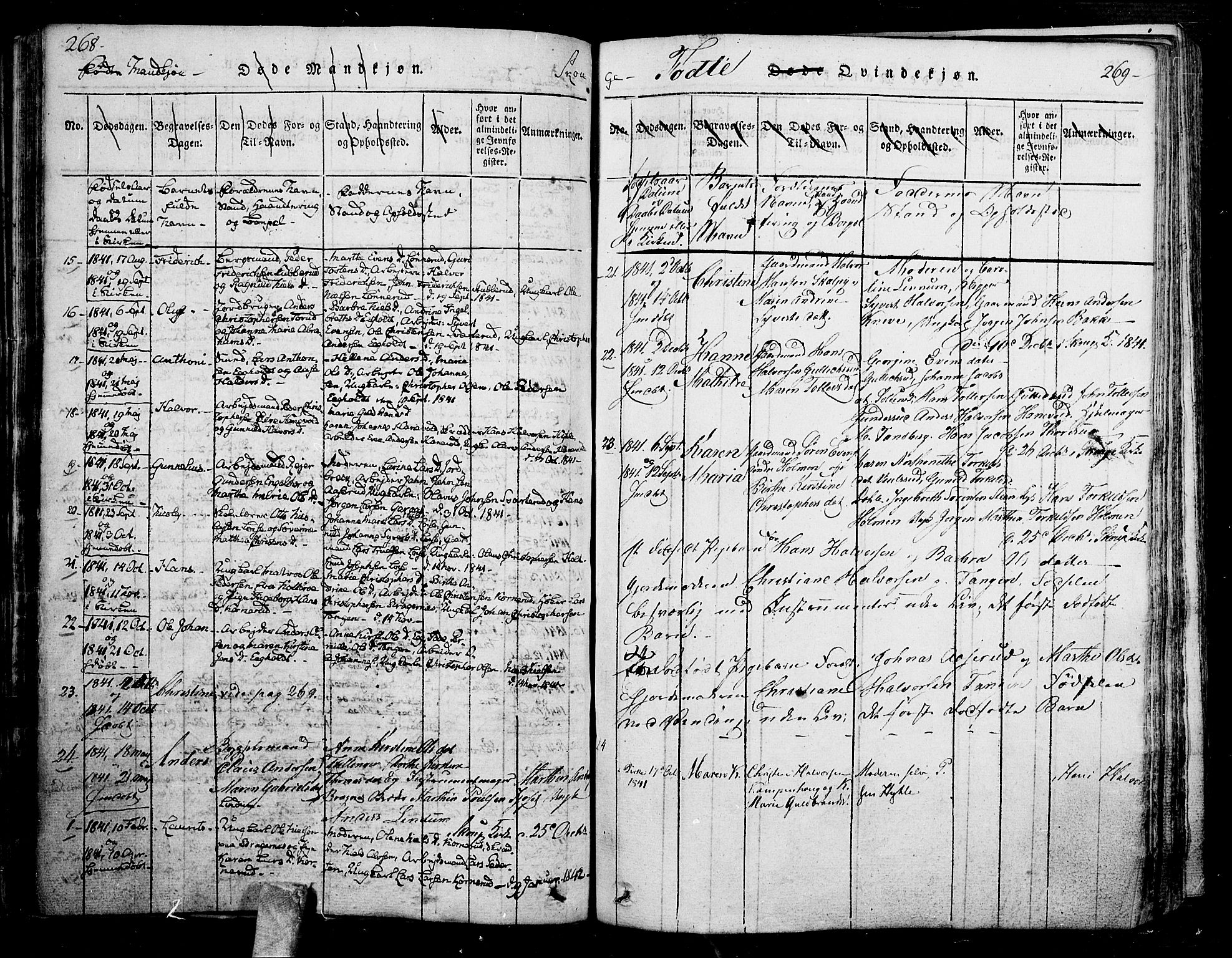 Skoger kirkebøker, AV/SAKO-A-59/F/Fa/L0002: Parish register (official) no. I 2 /1, 1814-1842, p. 268-269