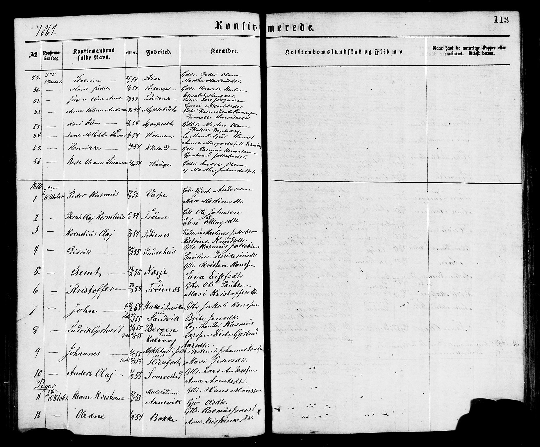 Bremanger sokneprestembete, SAB/A-82201/H/Hab/Haba/L0002: Parish register (copy) no. A 2, 1866-1889, p. 113