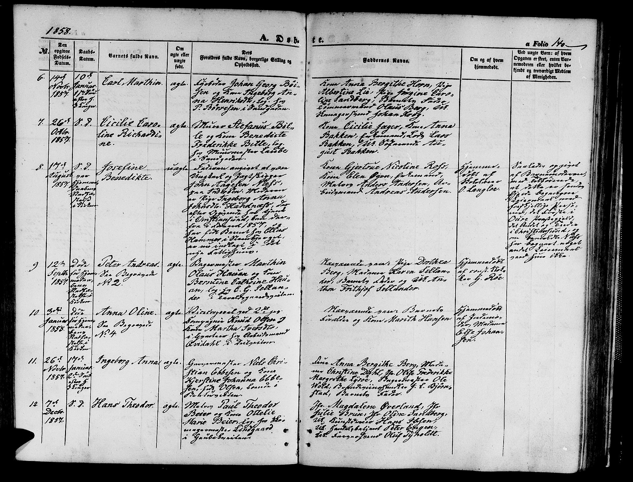 Ministerialprotokoller, klokkerbøker og fødselsregistre - Sør-Trøndelag, SAT/A-1456/602/L0138: Parish register (copy) no. 602C06, 1853-1858, p. 140
