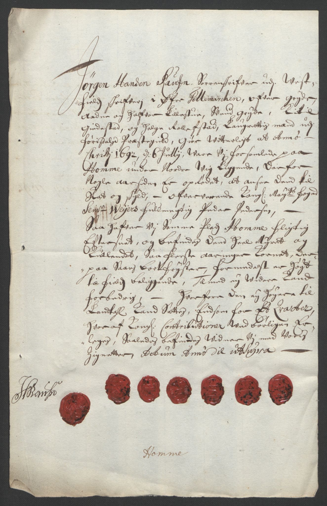 Rentekammeret inntil 1814, Reviderte regnskaper, Fogderegnskap, AV/RA-EA-4092/R35/L2090: Fogderegnskap Øvre og Nedre Telemark, 1692, p. 19