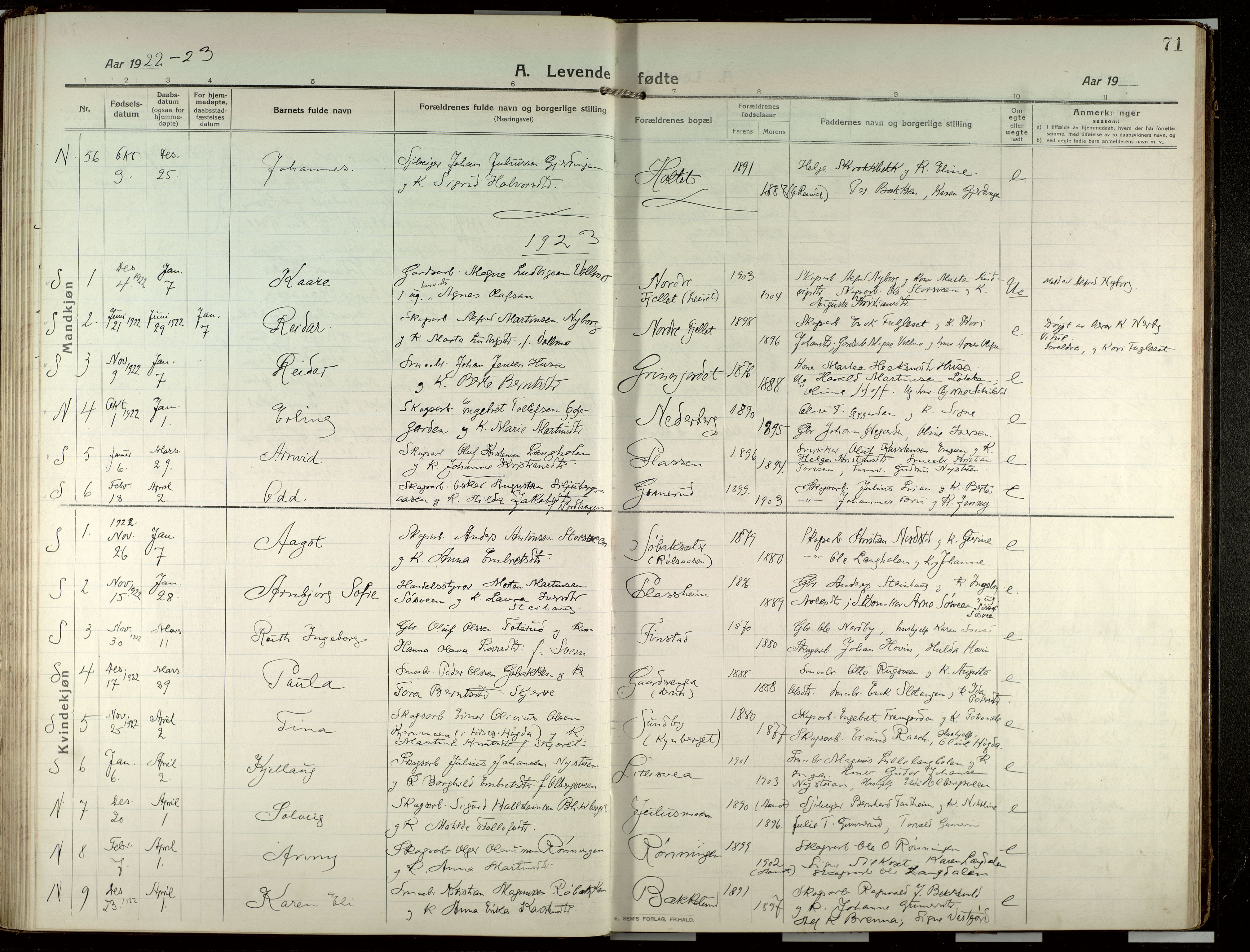 Elverum prestekontor, AV/SAH-PREST-044/H/Ha/Haa/L0022: Parish register (official) no. 22, 1913-1924, p. 71