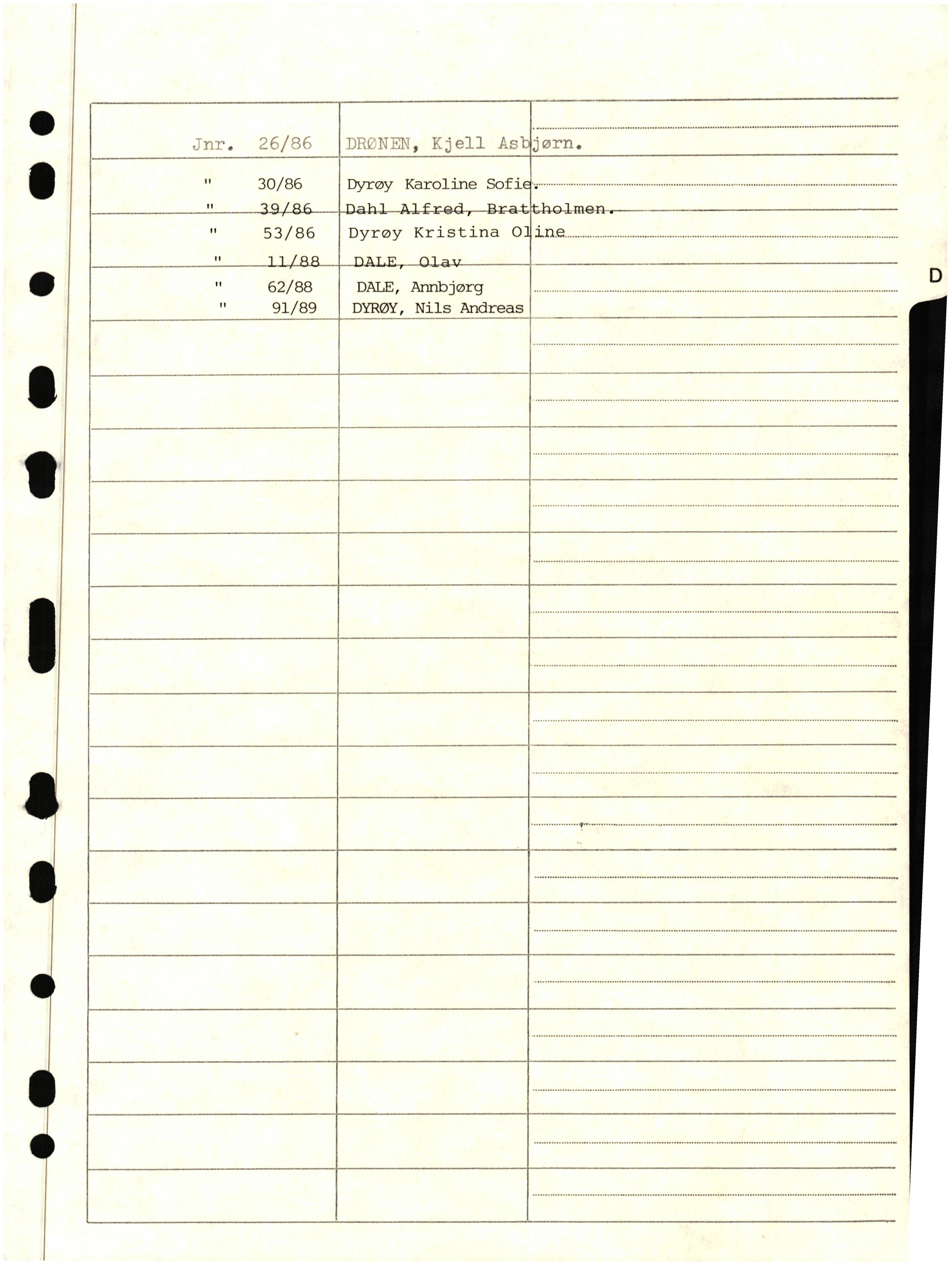 Lensmannen i Fjell og Sund, AV/SAB-A-100158/0006/L0006: Dødsfallprotokoll, 1983-1989