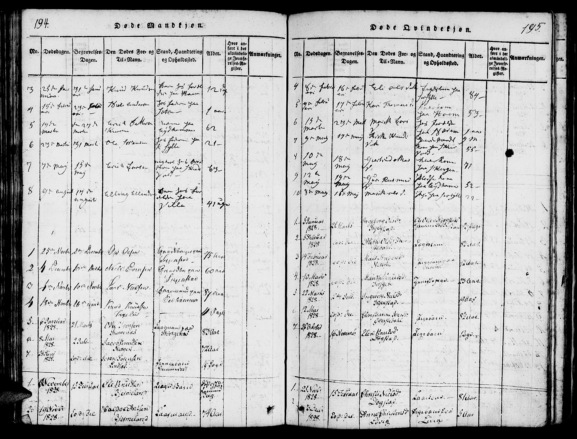 Ministerialprotokoller, klokkerbøker og fødselsregistre - Møre og Romsdal, AV/SAT-A-1454/541/L0544: Parish register (official) no. 541A01, 1818-1847, p. 194-195