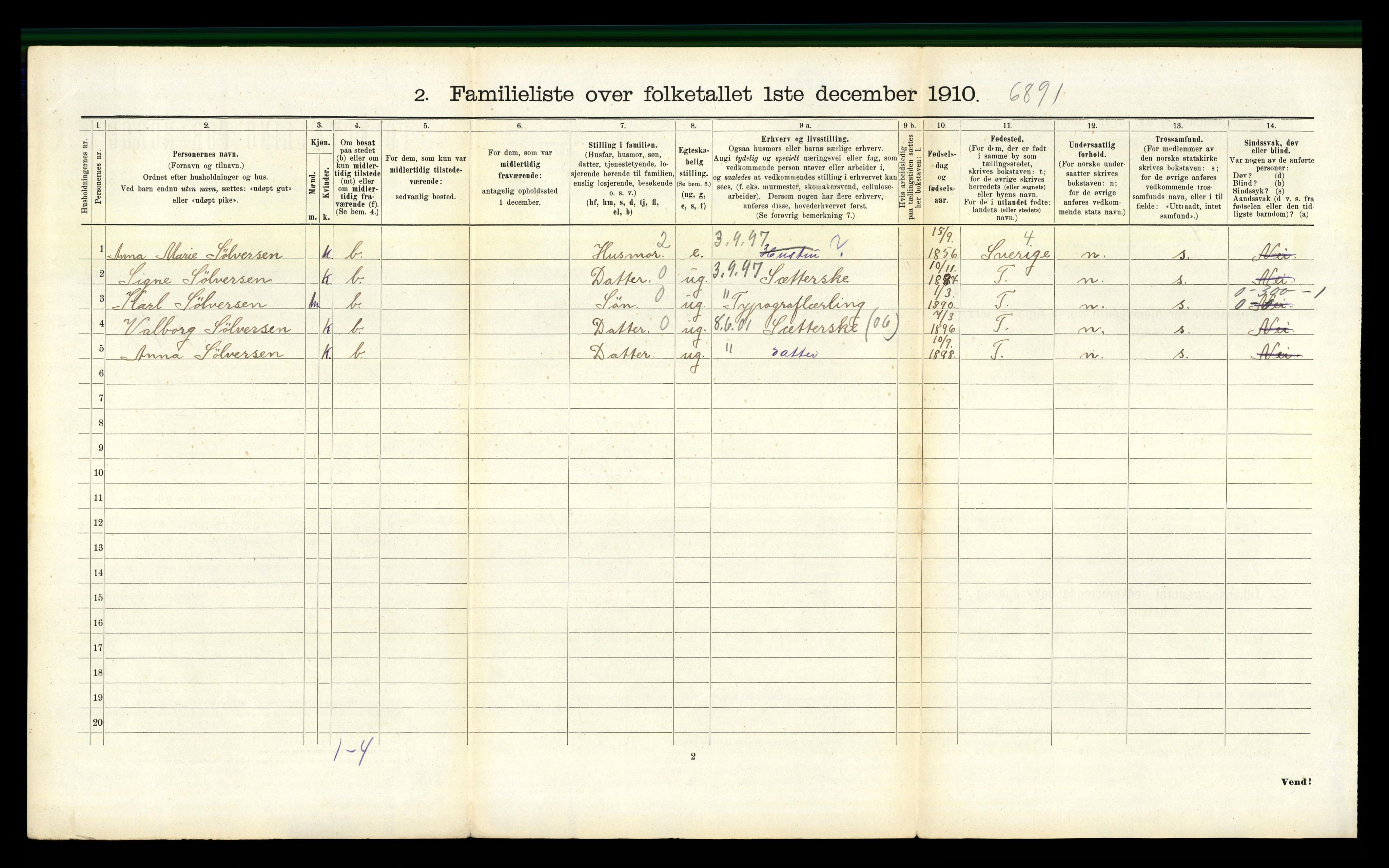 RA, 1910 census for Sandefjord, 1910, p. 3307