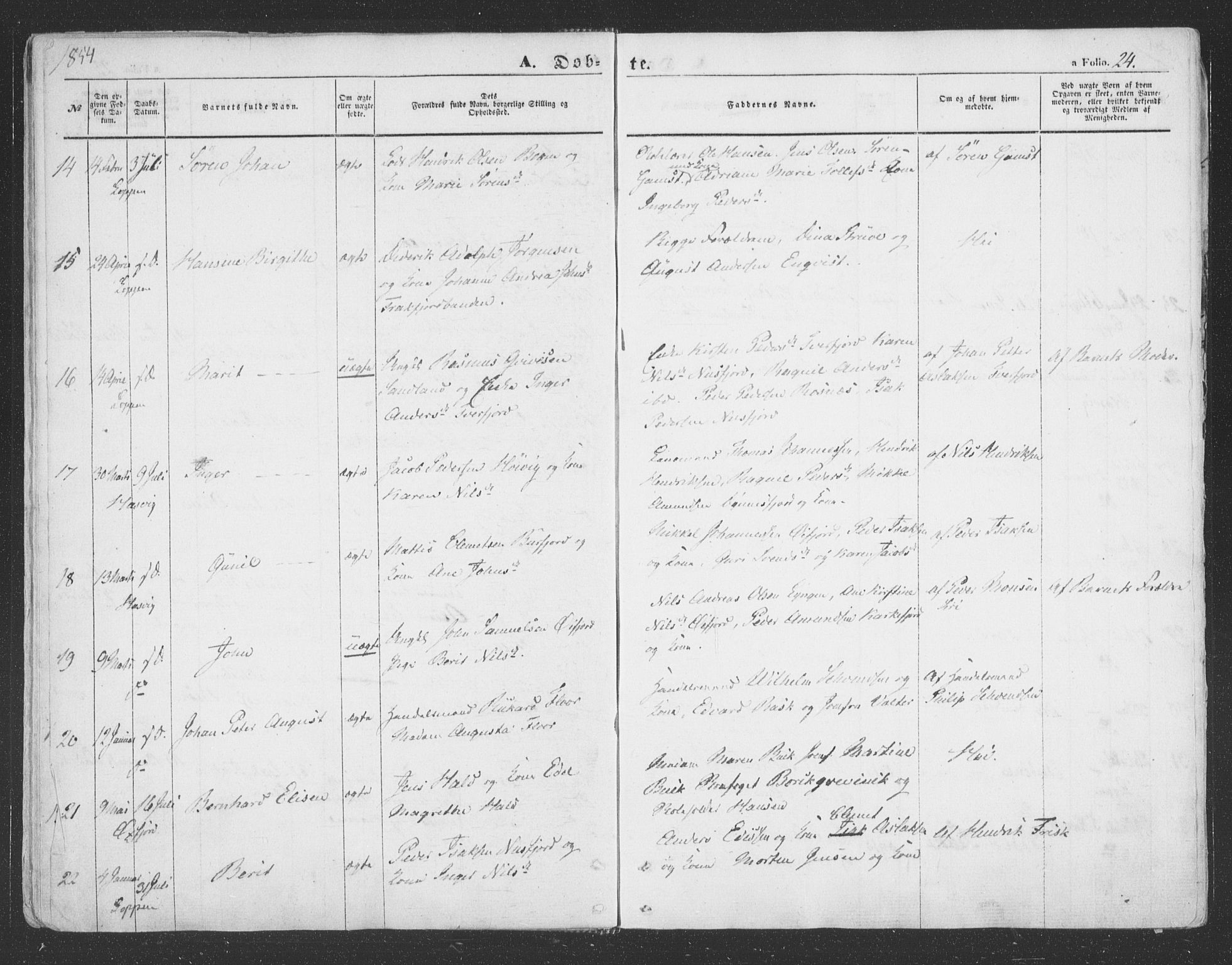 Loppa sokneprestkontor, AV/SATØ-S-1339/H/Ha/L0004kirke: Parish register (official) no. 4, 1849-1868, p. 24