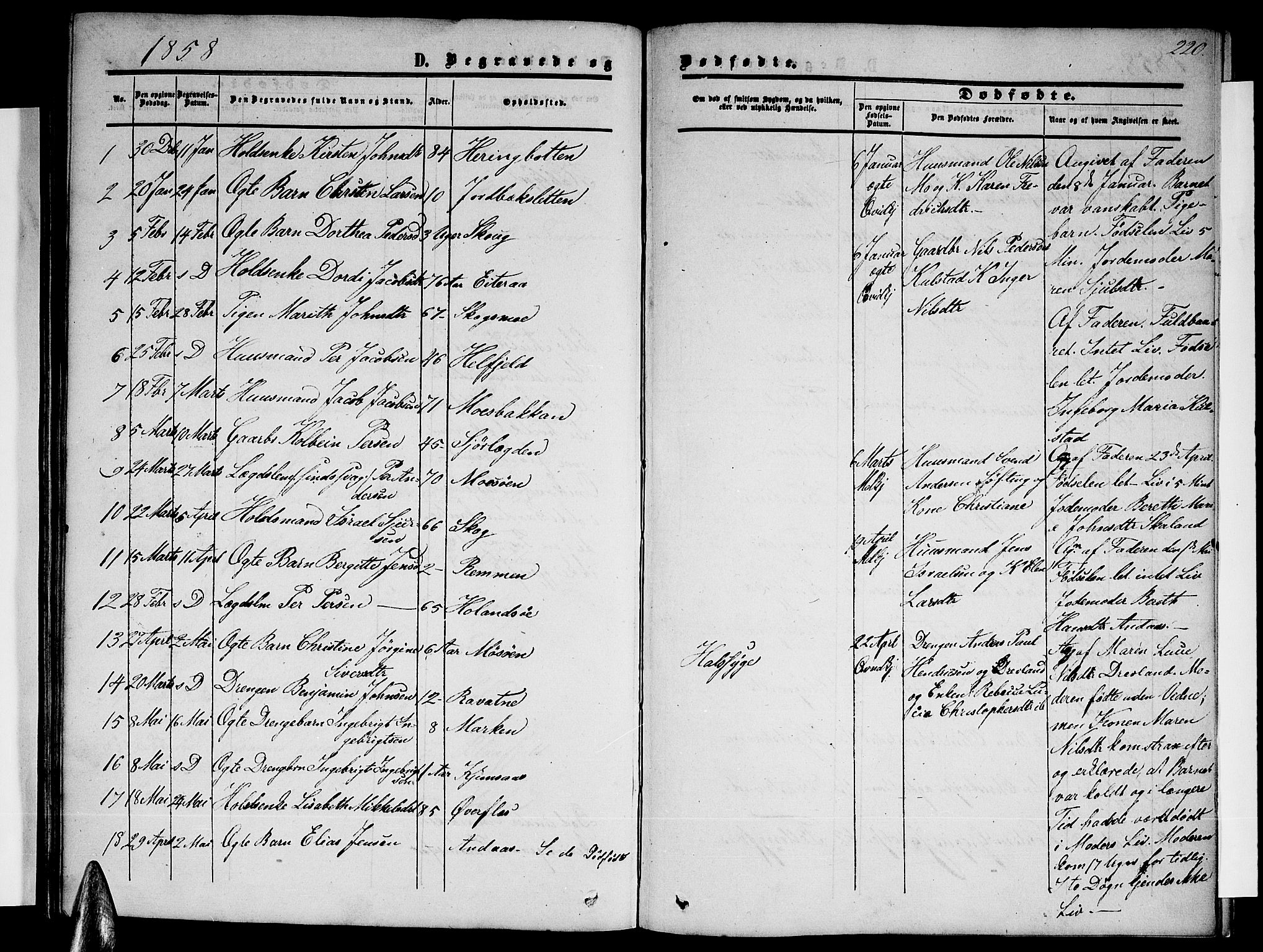 Ministerialprotokoller, klokkerbøker og fødselsregistre - Nordland, SAT/A-1459/820/L0301: Parish register (copy) no. 820C03, 1851-1858, p. 220