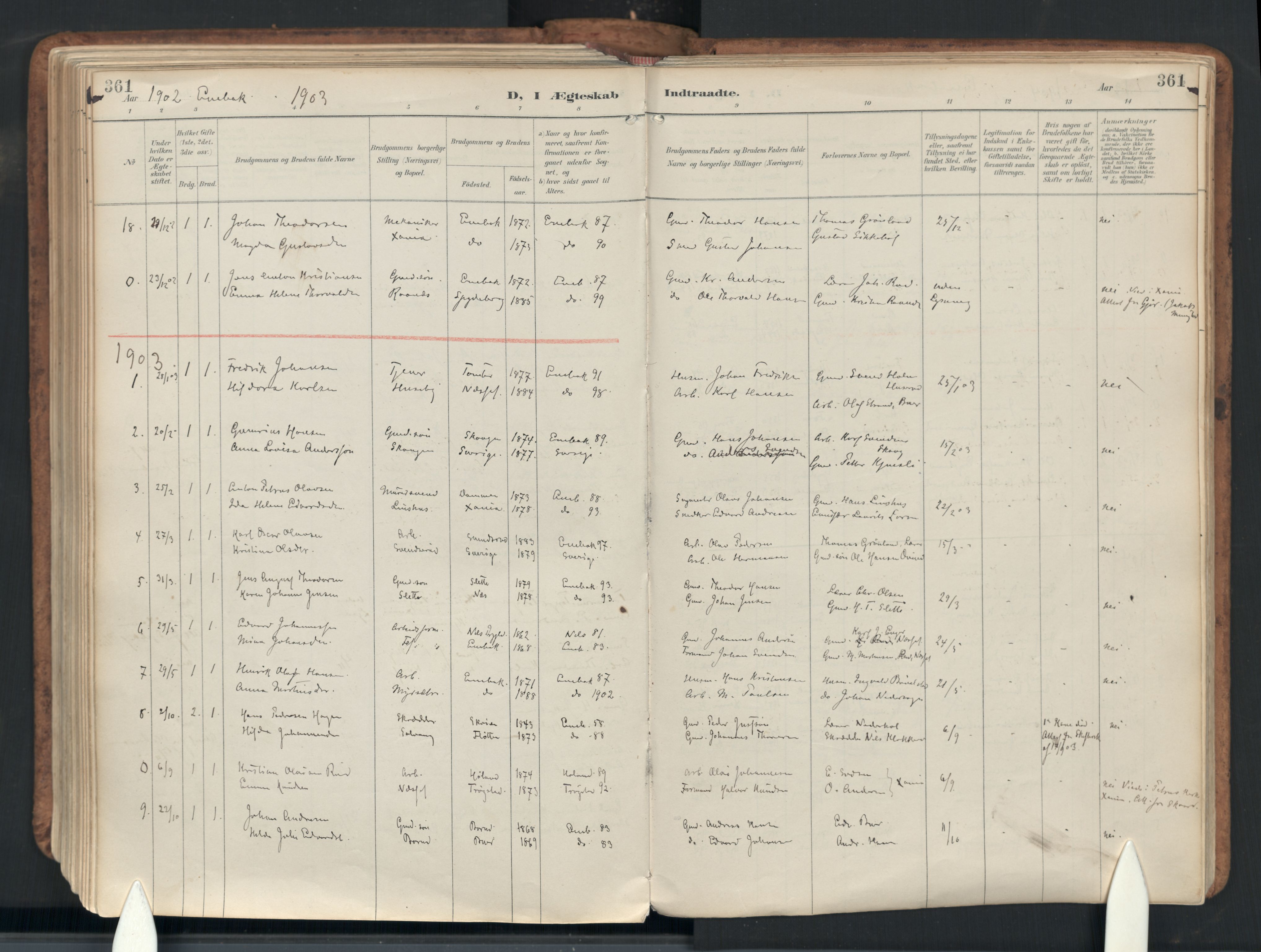 Enebakk prestekontor Kirkebøker, SAO/A-10171c/F/Fb/L0002: Parish register (official) no. II 2, 1891-1959, p. 361