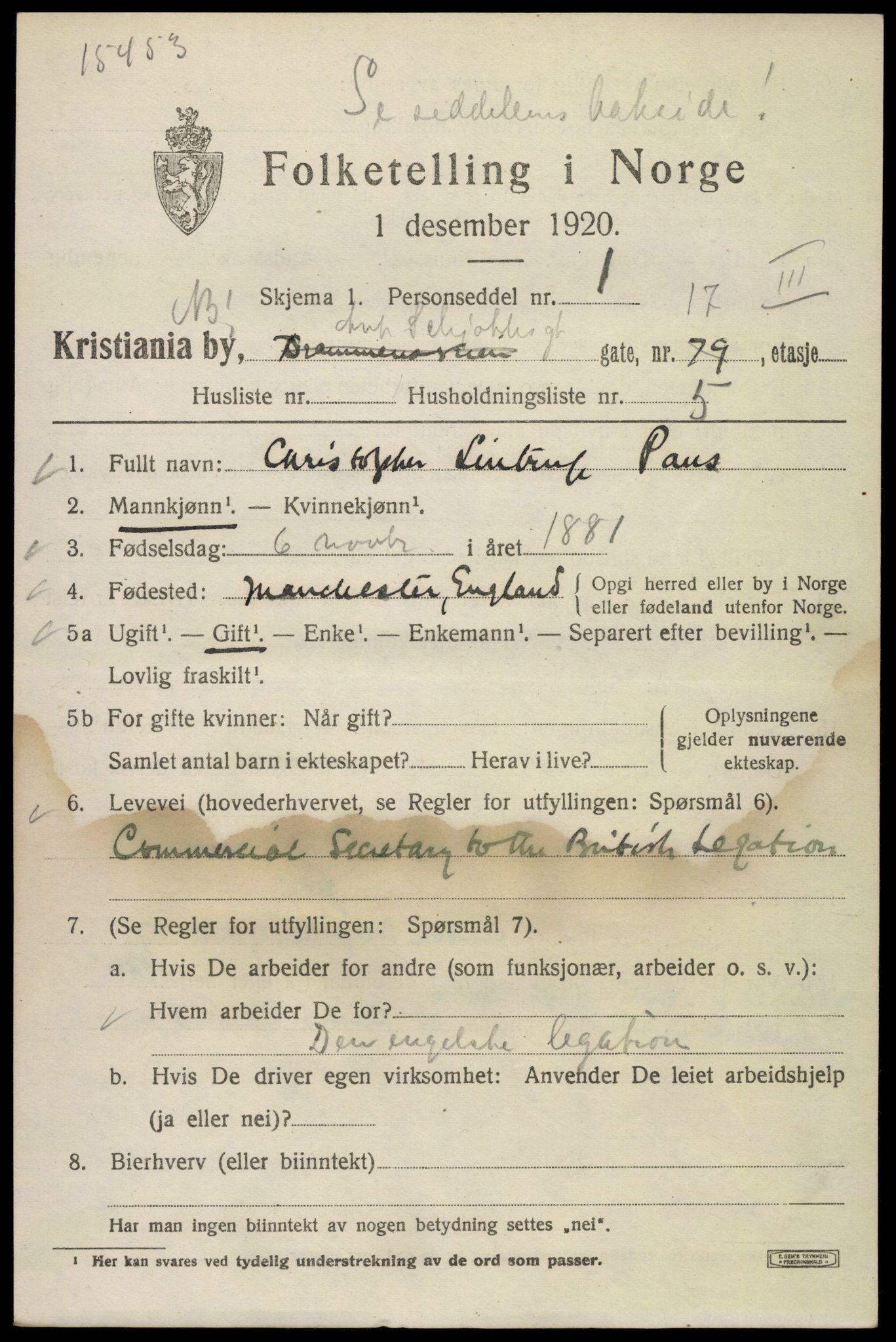 SAO, 1920 census for Kristiania, 1920, p. 141919