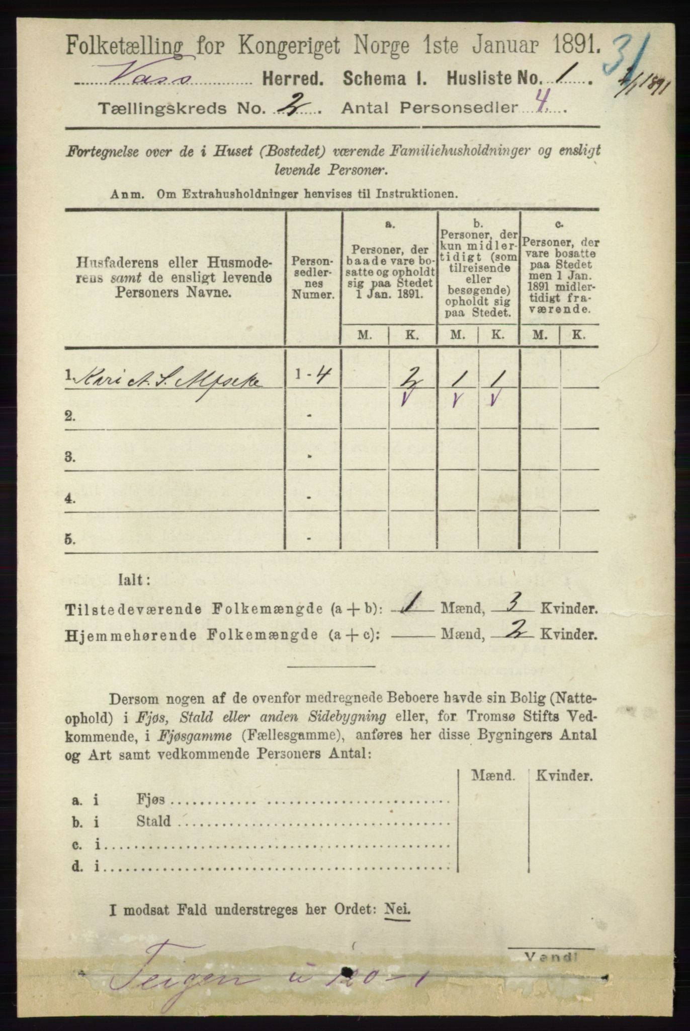 RA, 1891 census for 1155 Vats, 1891, p. 173