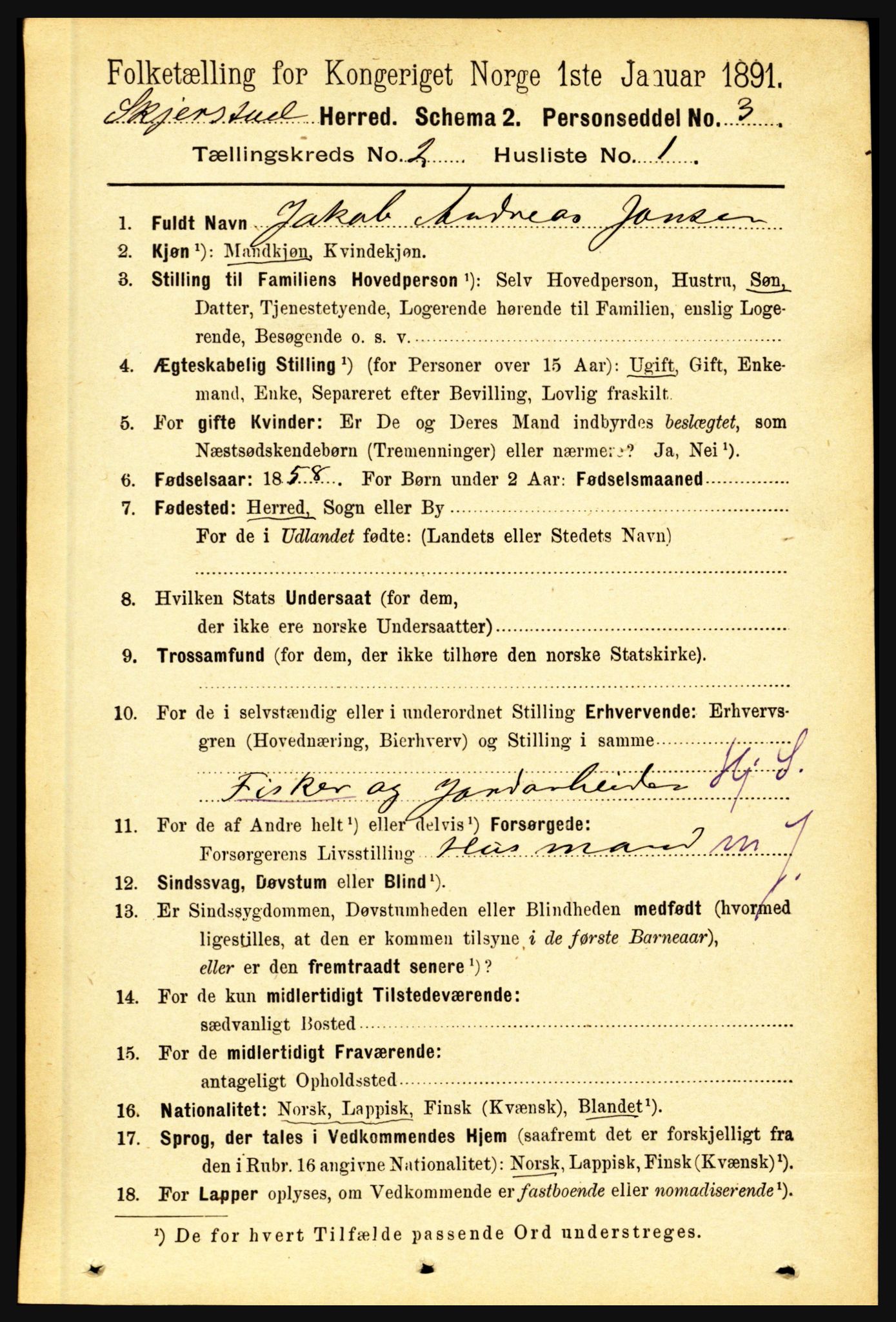 RA, 1891 census for 1842 Skjerstad, 1891, p. 351