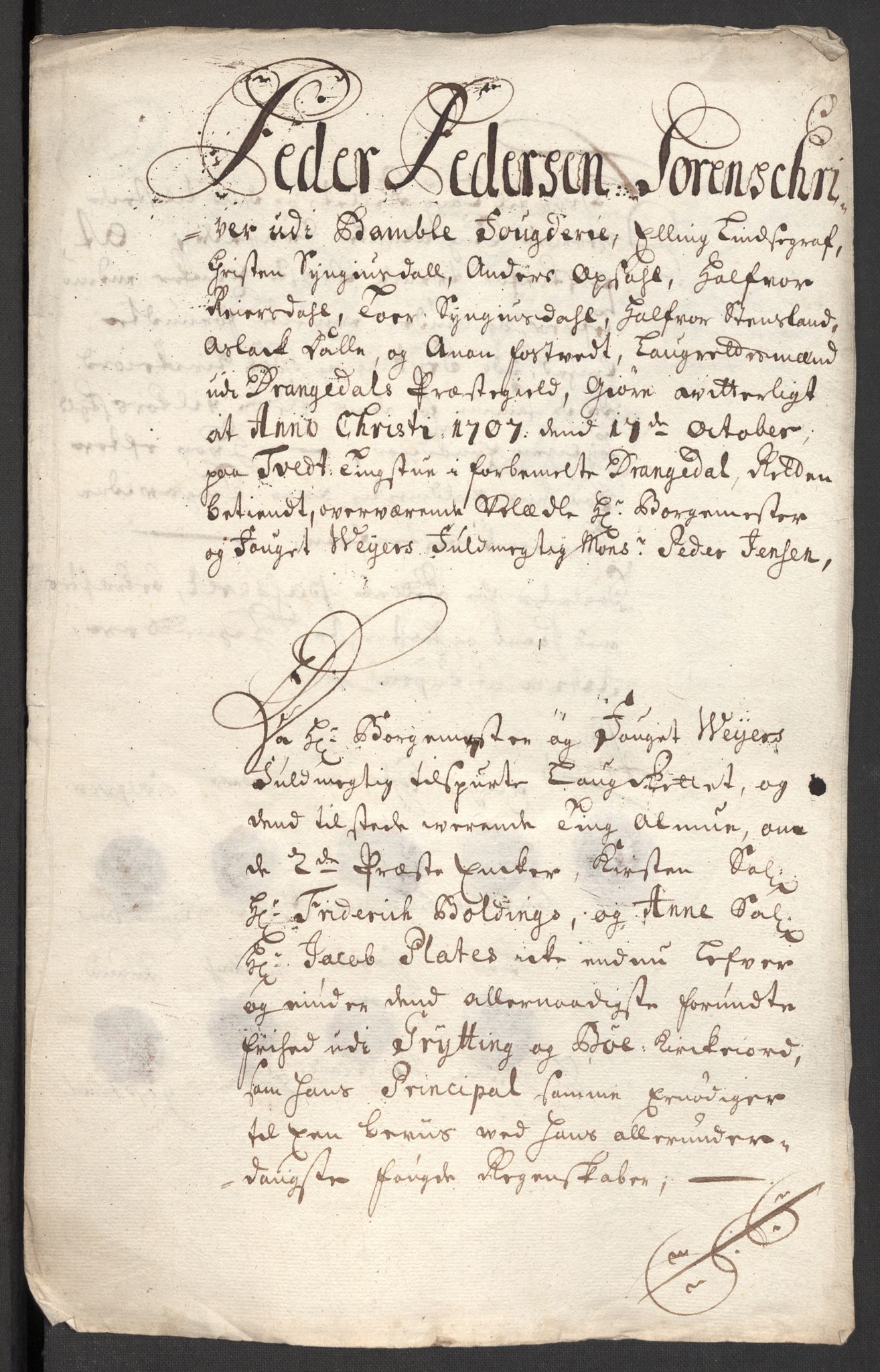 Rentekammeret inntil 1814, Reviderte regnskaper, Fogderegnskap, AV/RA-EA-4092/R36/L2117: Fogderegnskap Øvre og Nedre Telemark og Bamble, 1707, p. 494