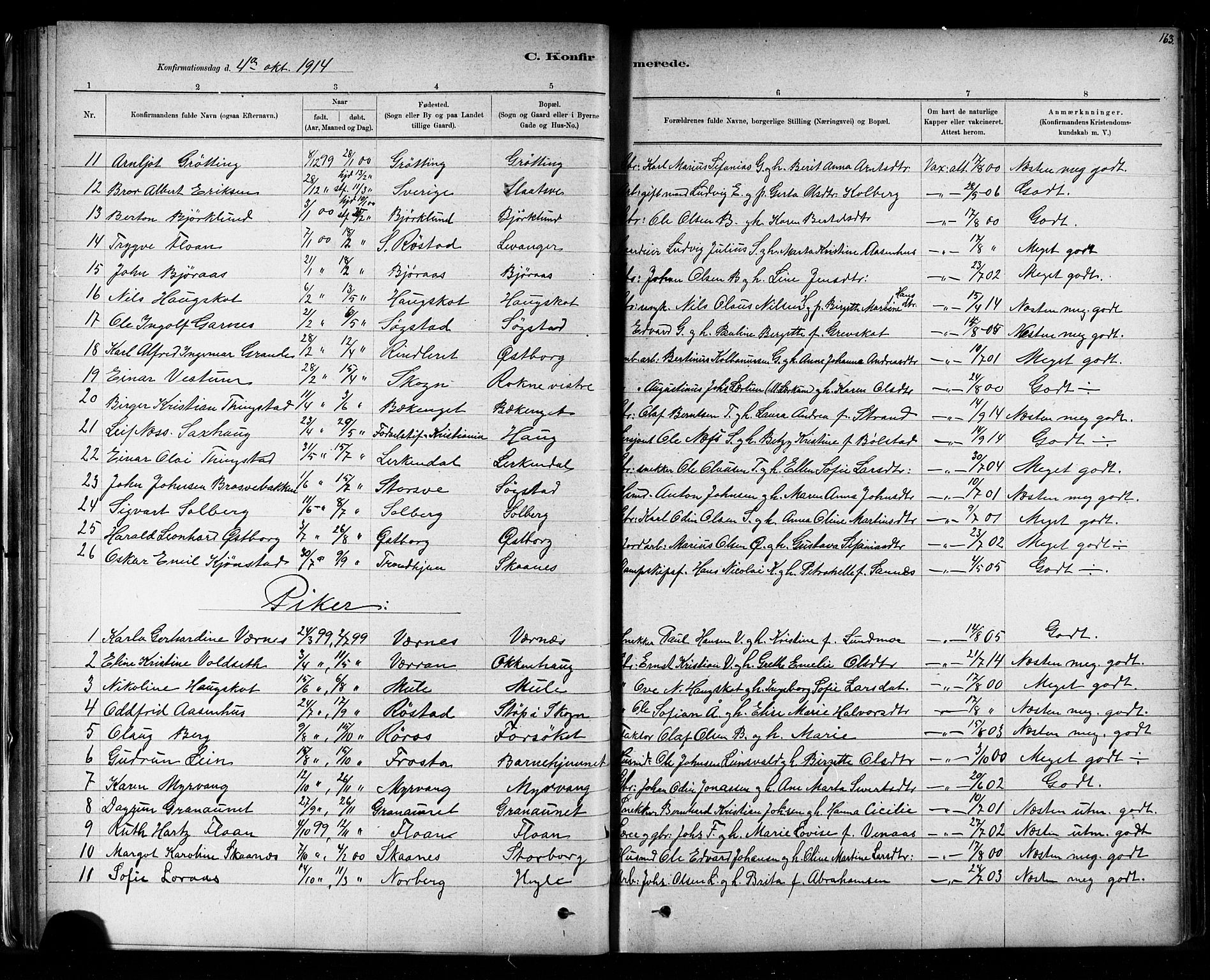 Ministerialprotokoller, klokkerbøker og fødselsregistre - Nord-Trøndelag, AV/SAT-A-1458/721/L0208: Parish register (copy) no. 721C01, 1880-1917, p. 163