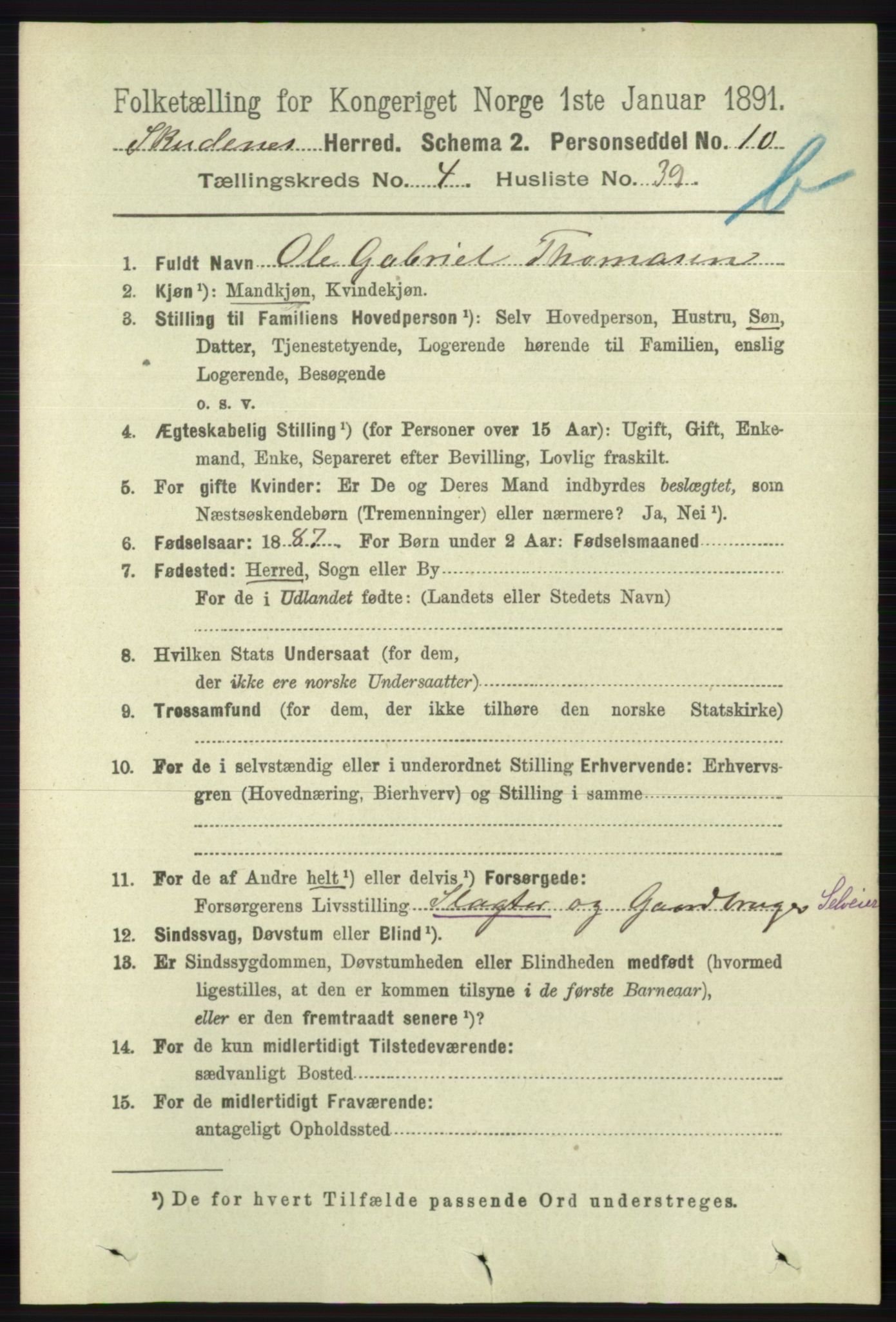 RA, 1891 census for 1150 Skudenes, 1891, p. 4754