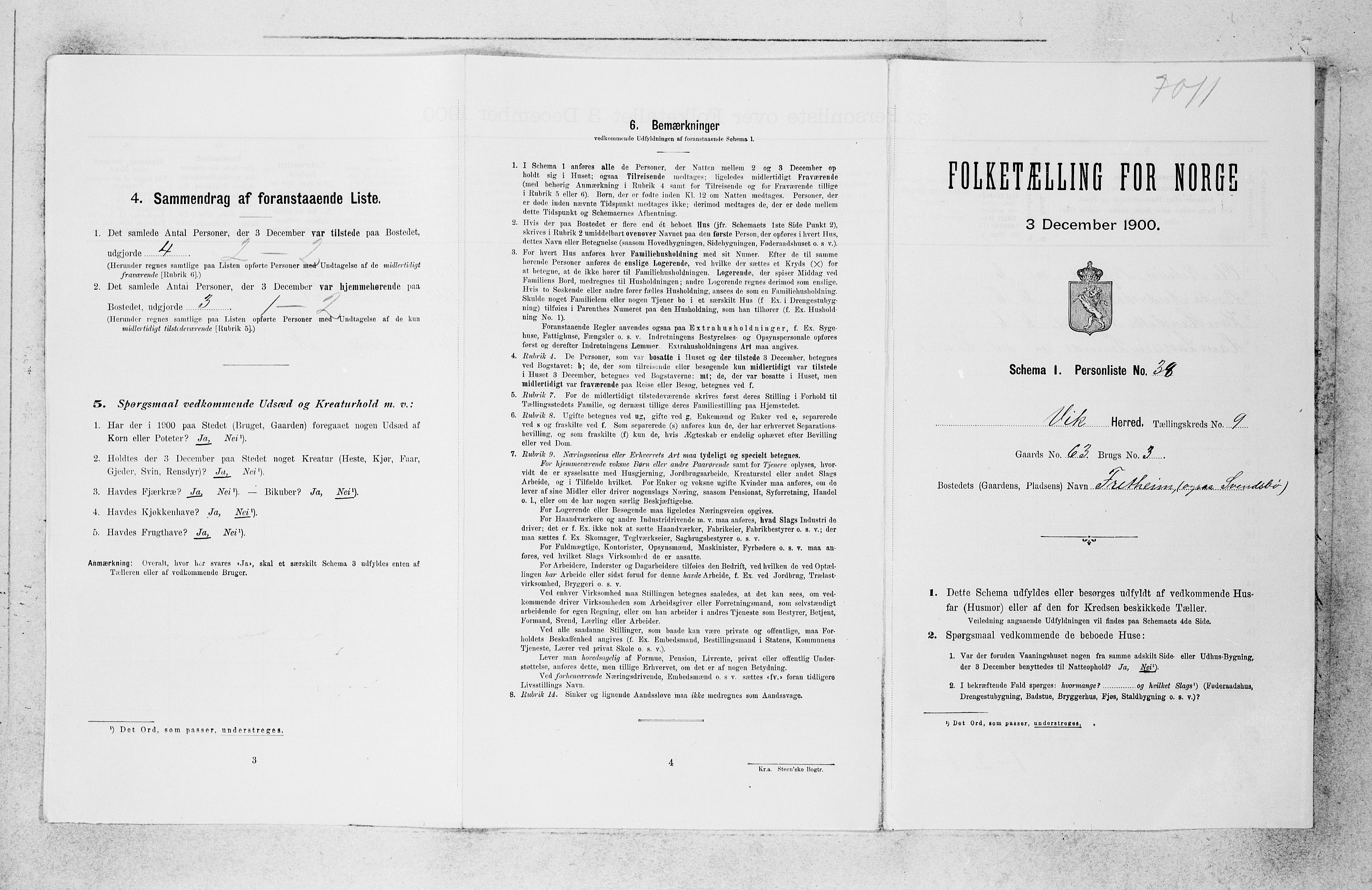 SAB, 1900 census for Vik, 1900, p. 998