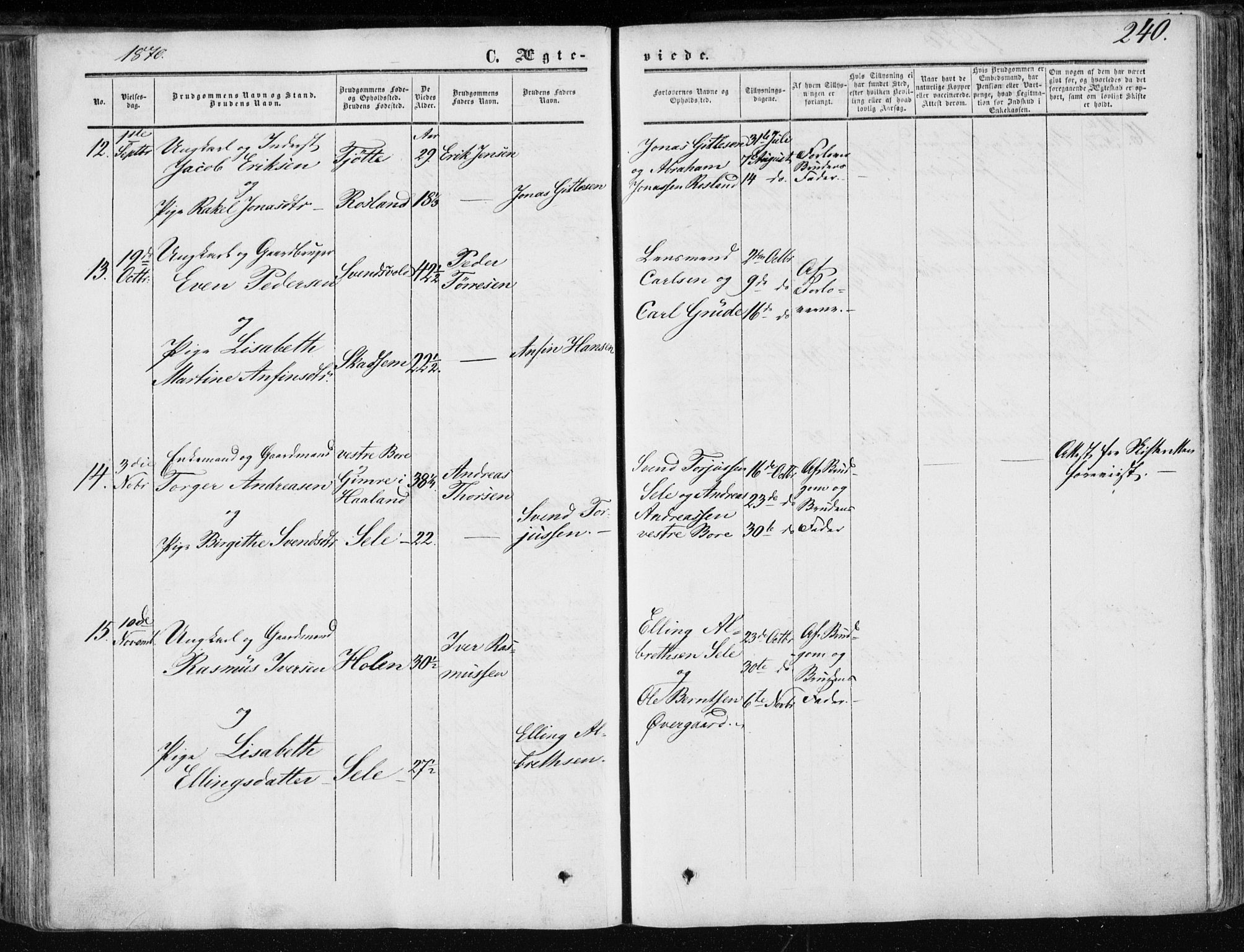 Klepp sokneprestkontor, AV/SAST-A-101803/001/3/30BA/L0005: Parish register (official) no. A 5, 1853-1870, p. 240