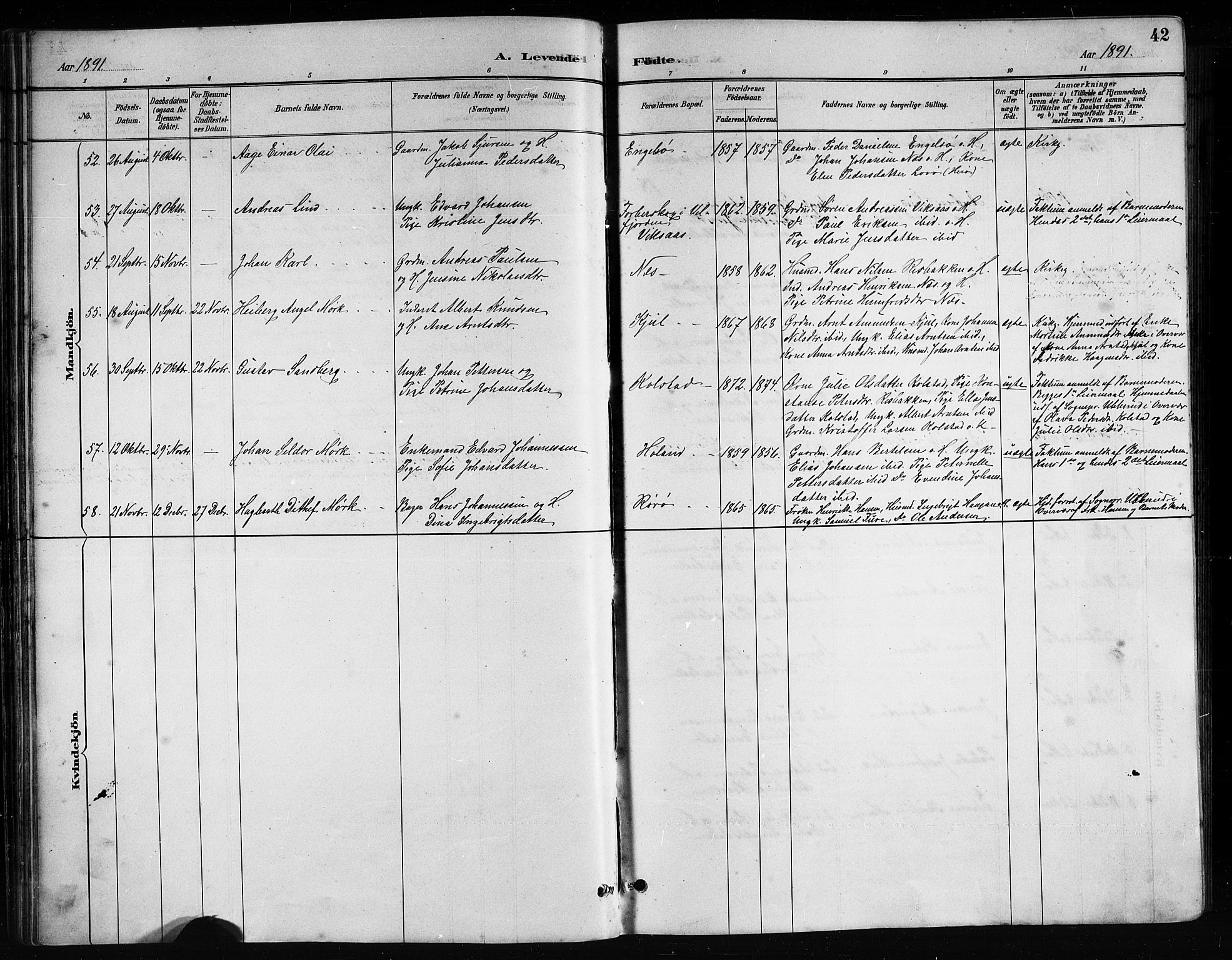 Ministerialprotokoller, klokkerbøker og fødselsregistre - Nordland, AV/SAT-A-1459/816/L0253: Parish register (copy) no. 816C03, 1886-1905, p. 42