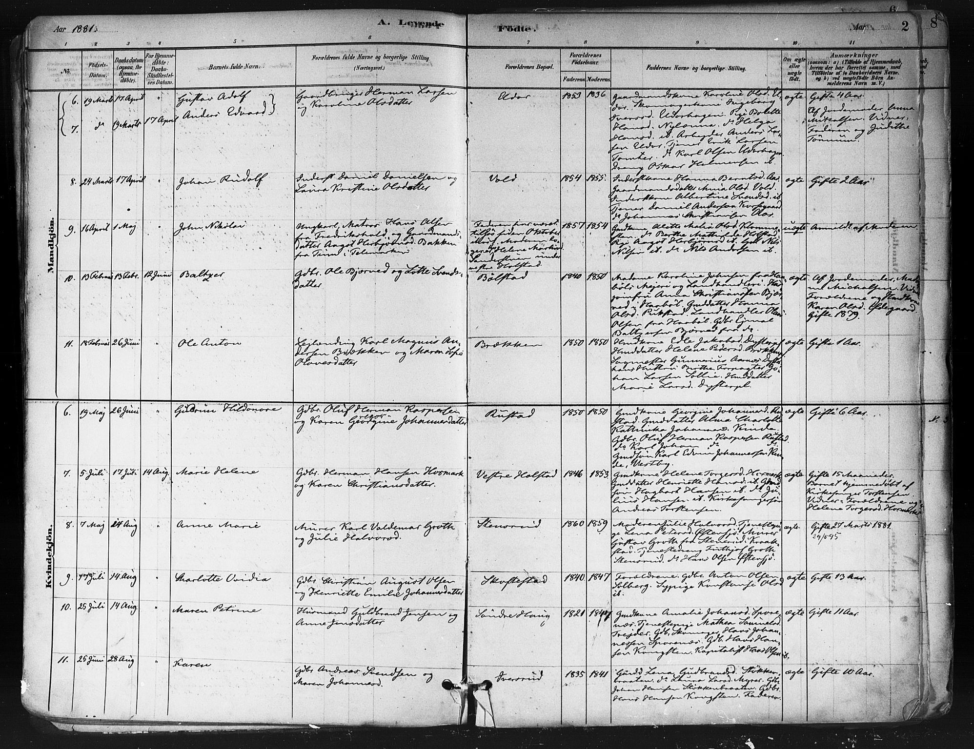 Ås prestekontor Kirkebøker, SAO/A-10894/F/Fa/L0009: Parish register (official) no. I 9, 1881-1900, p. 2