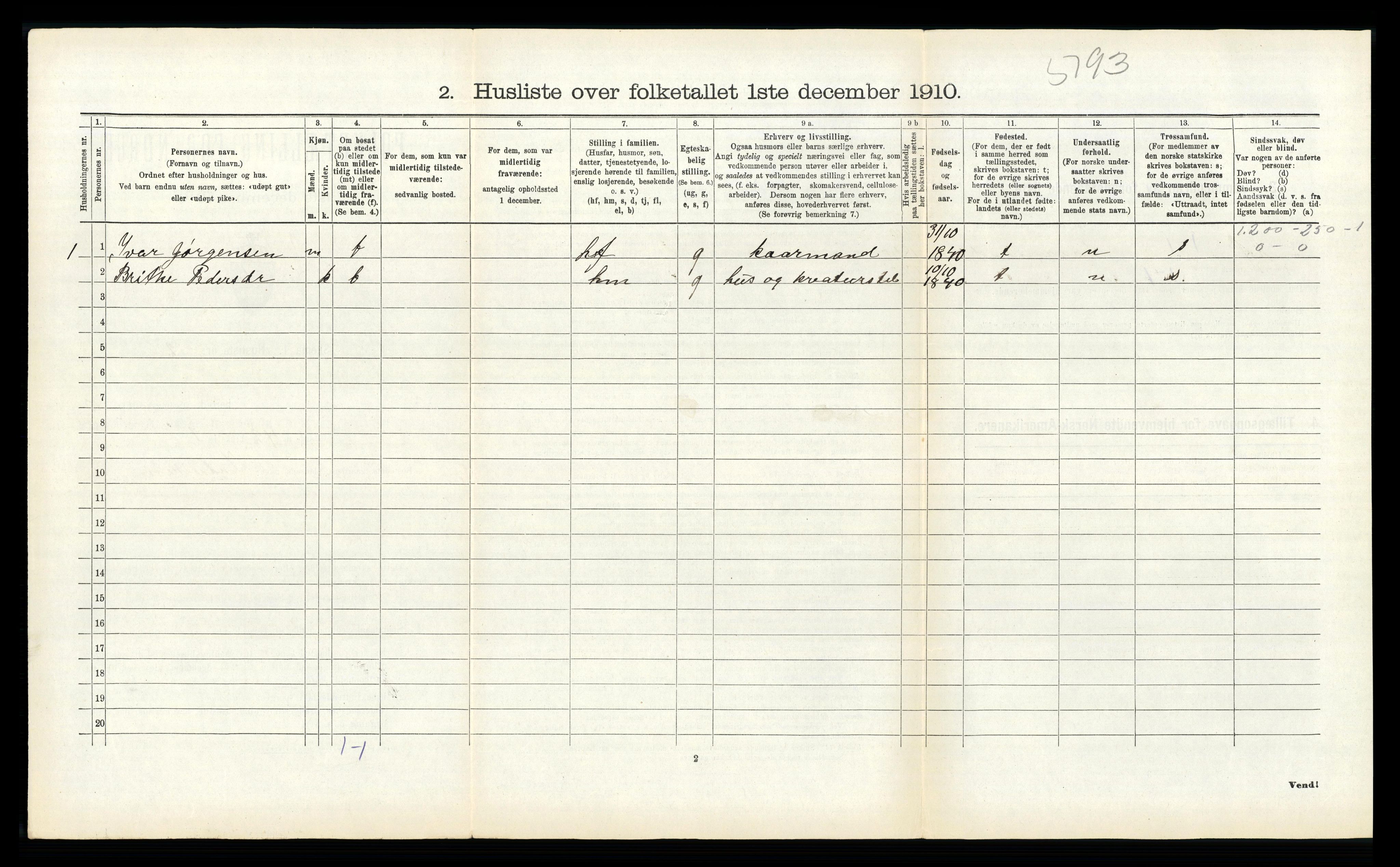 RA, 1910 census for Innvik, 1910, p. 725