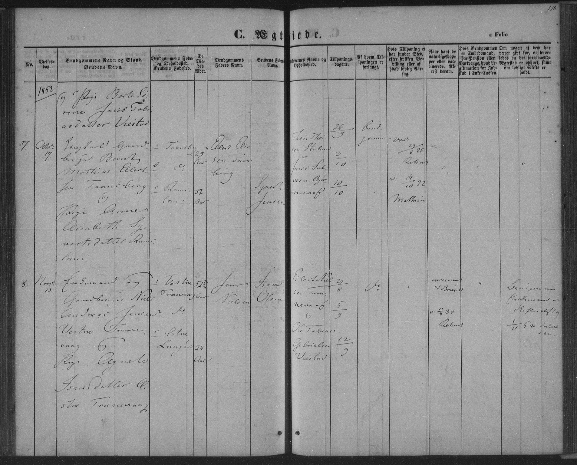 Herad sokneprestkontor, AV/SAK-1111-0018/F/Fa/Fab/L0003: Parish register (official) no. A 3, 1844-1853, p. 178