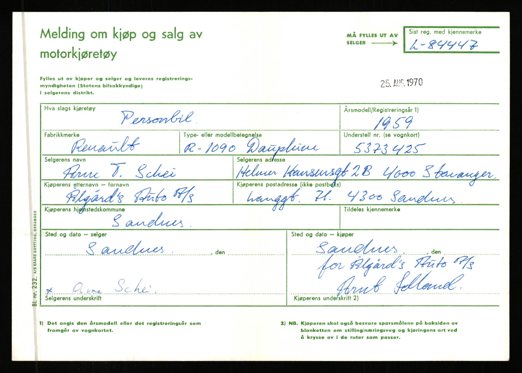 Stavanger trafikkstasjon, AV/SAST-A-101942/0/F/L0073: L-84100 - L-86499, 1930-1971, p. 359