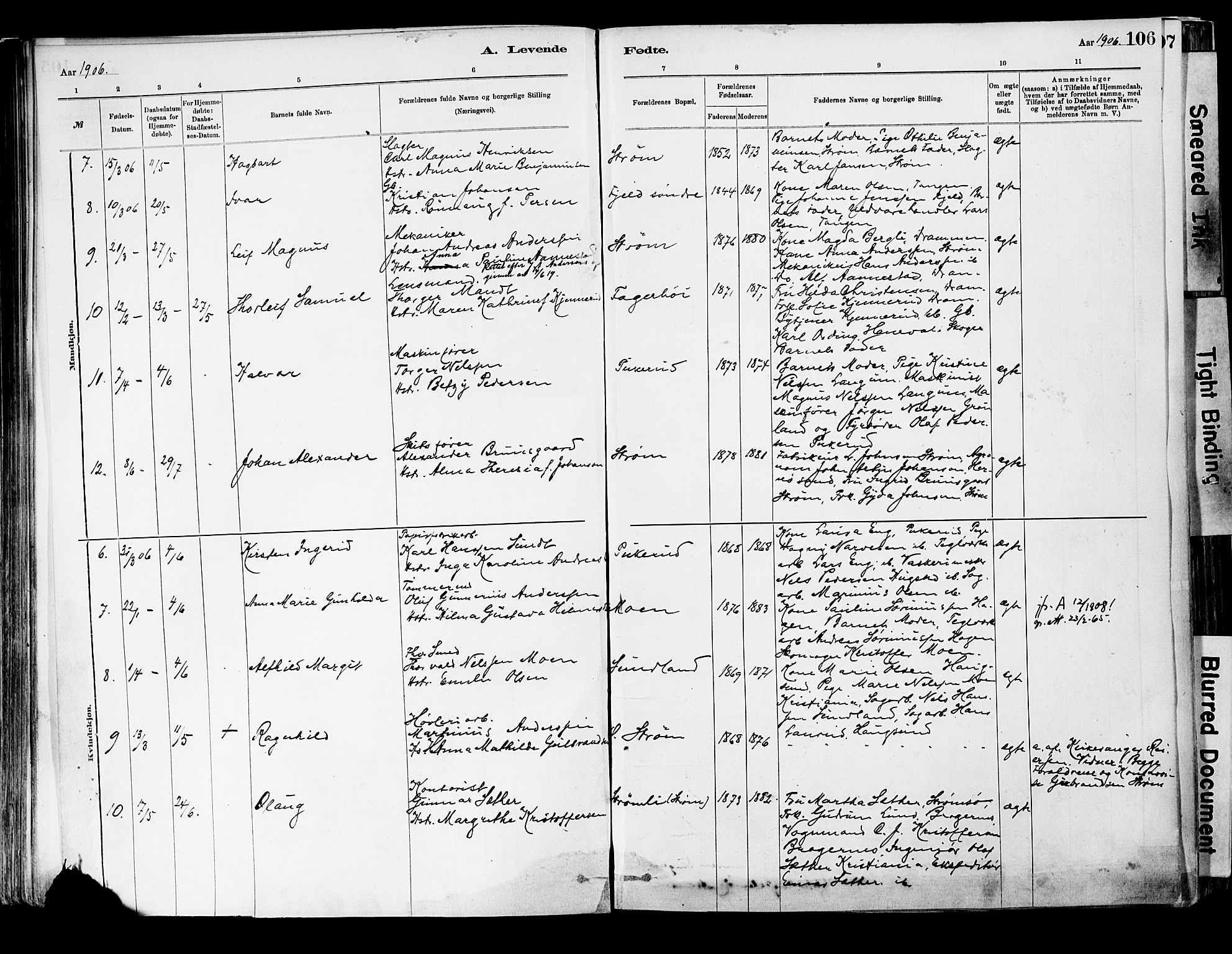 Strømsgodset kirkebøker, AV/SAKO-A-324/F/Fa/L0001: Parish register (official) no. 1, 1885-1909, p. 106