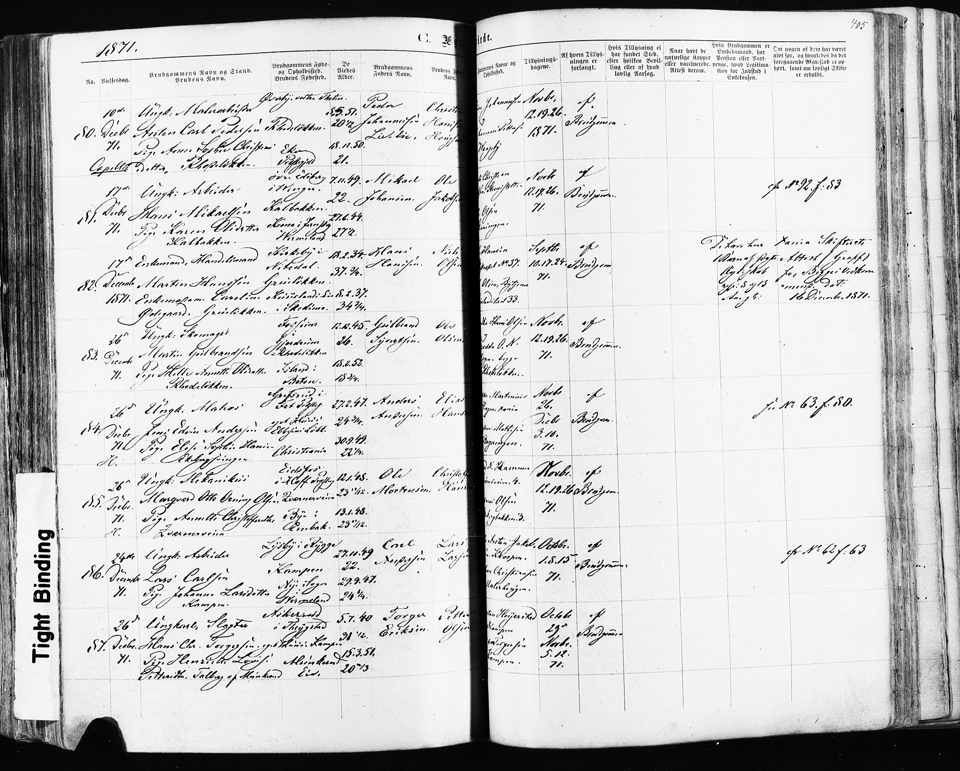 Østre Aker prestekontor Kirkebøker, AV/SAO-A-10840/F/Fa/L0003: Parish register (official) no. I 3, 1869-1875, p. 405