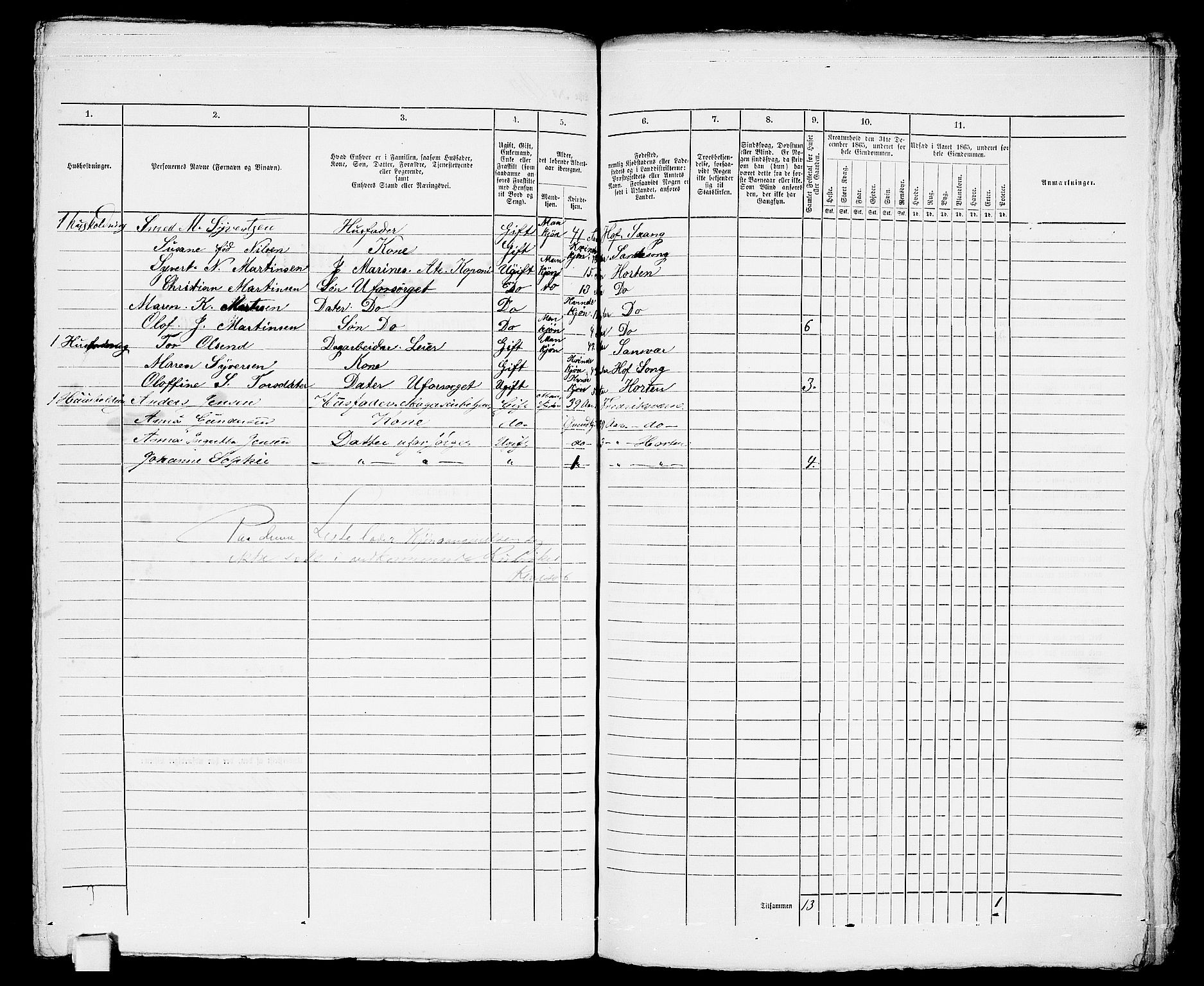 RA, 1865 census for Horten, 1865, p. 310