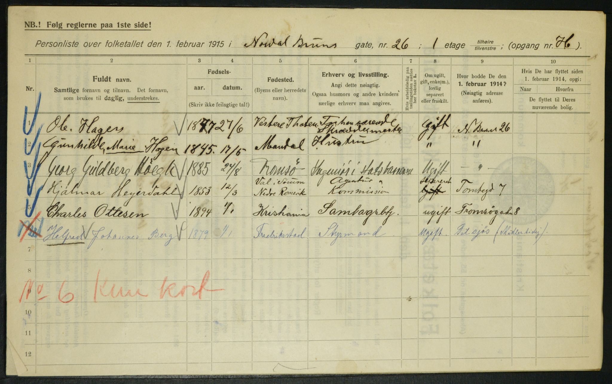 OBA, Municipal Census 1915 for Kristiania, 1915, p. 71822