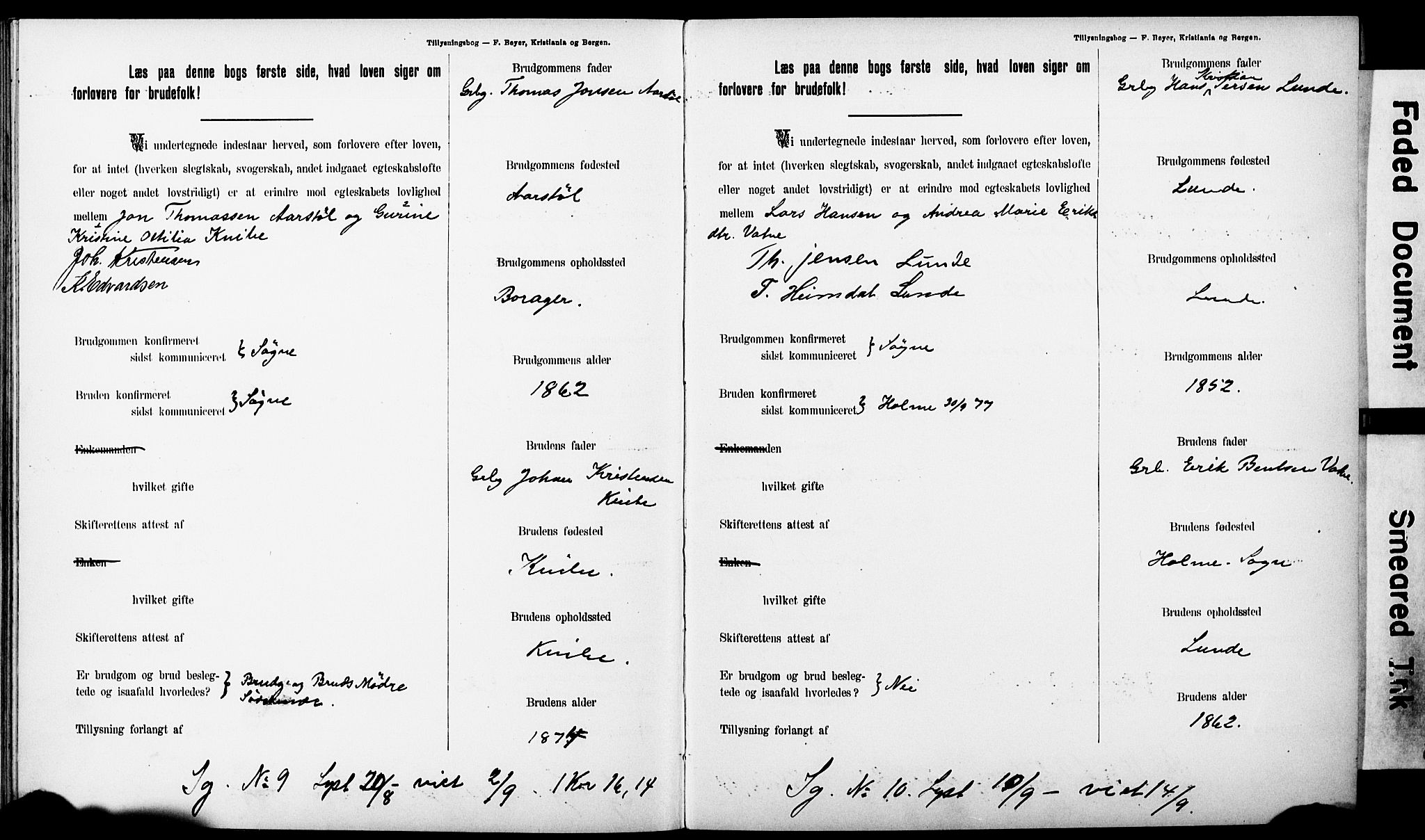 Ullensaker prestekontor Kirkebøker, AV/SAO-A-10236a/H/Ha/L0001: Banns register no. 1, 1892-1910