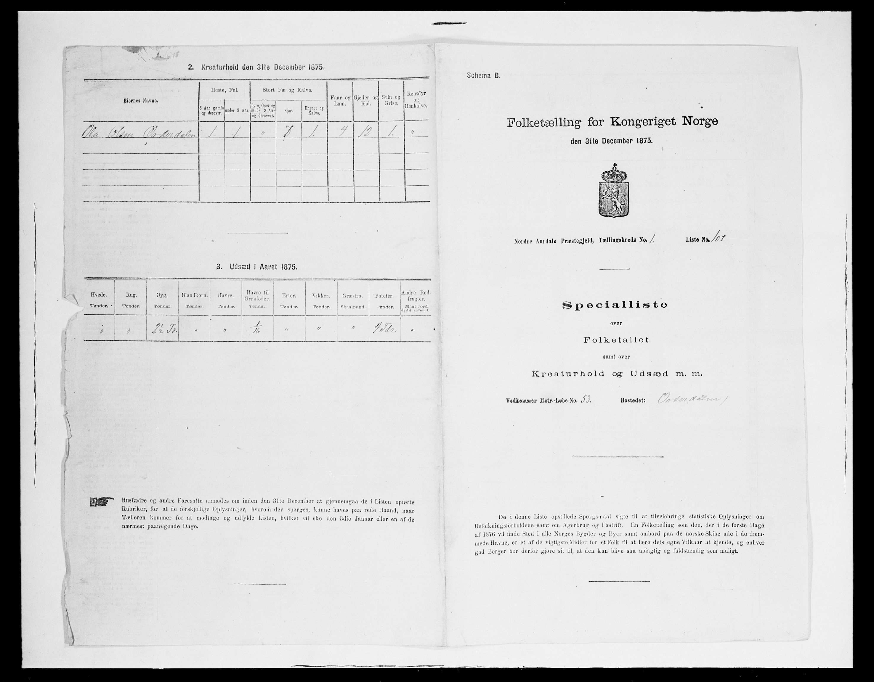 SAH, 1875 census for 0542P Nord-Aurdal, 1875, p. 333