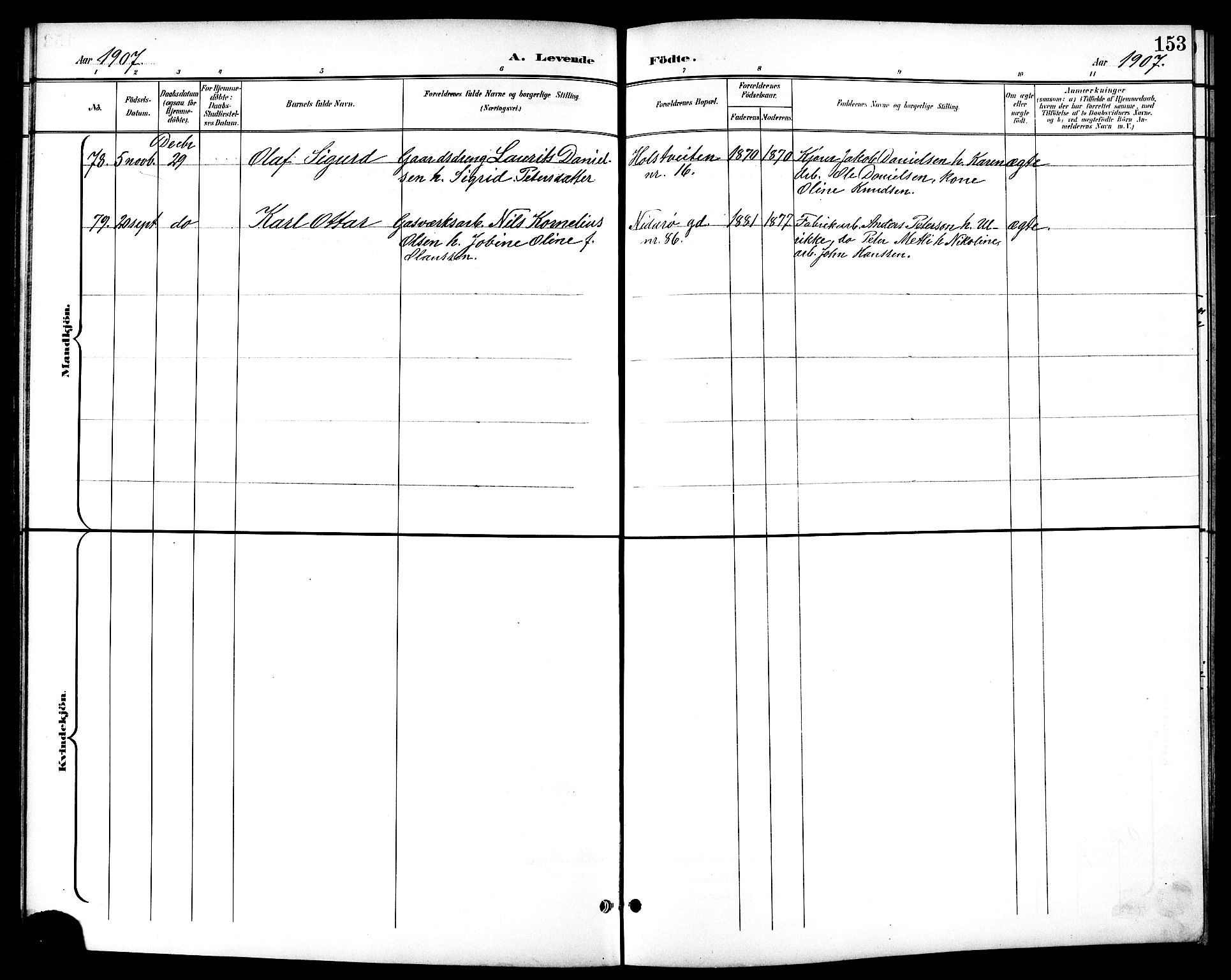 Ministerialprotokoller, klokkerbøker og fødselsregistre - Sør-Trøndelag, AV/SAT-A-1456/601/L0094: Parish register (copy) no. 601C12, 1898-1911, p. 153