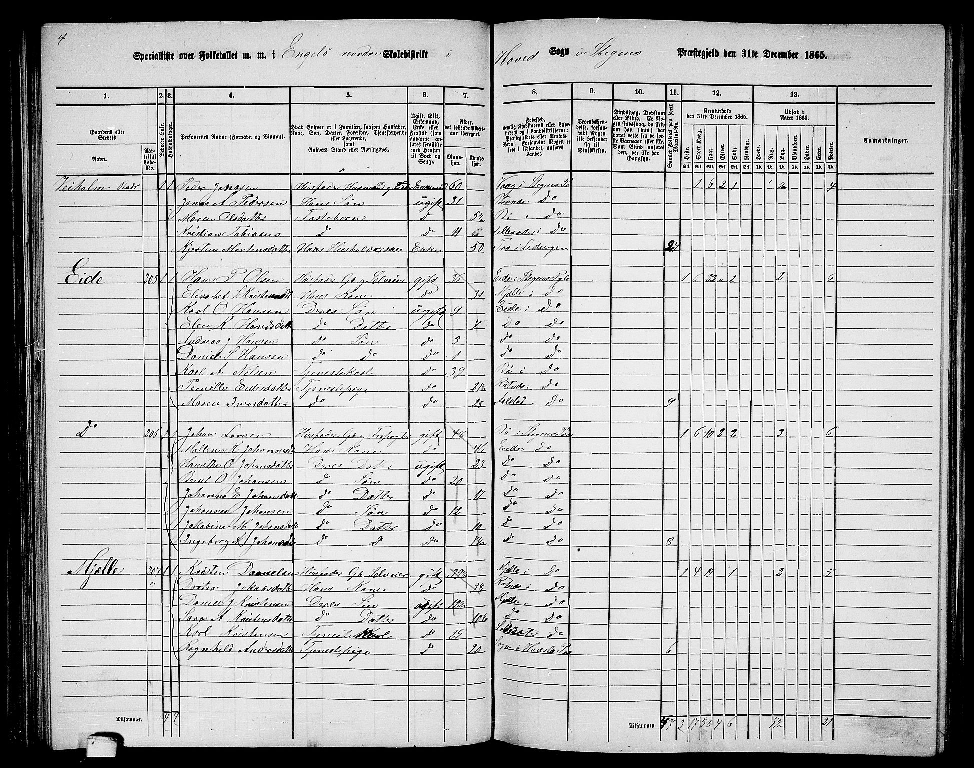 RA, 1865 census for Steigen, 1865, p. 75