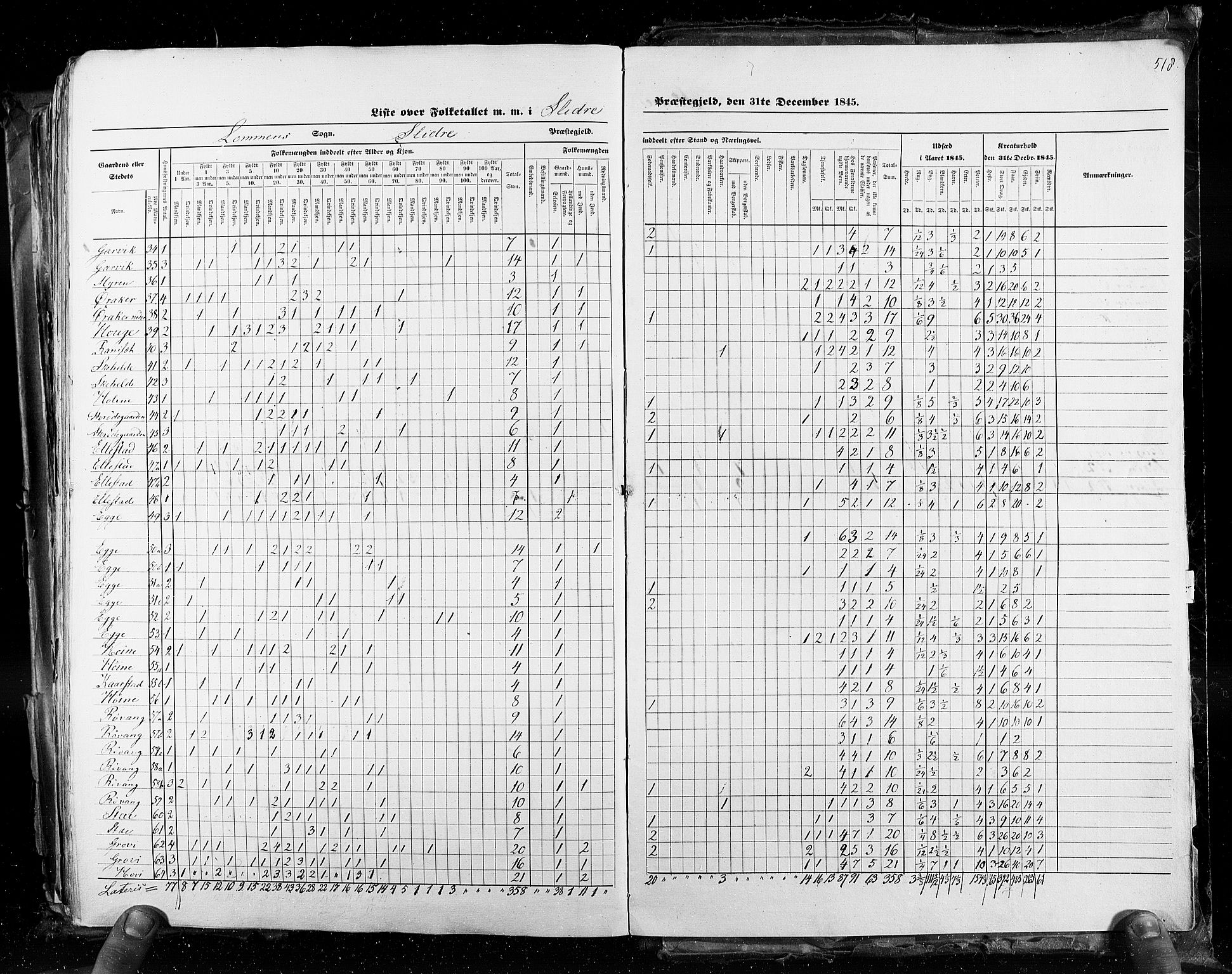 RA, Census 1845, vol. 3: Hedemarken amt og Kristians amt, 1845, p. 518