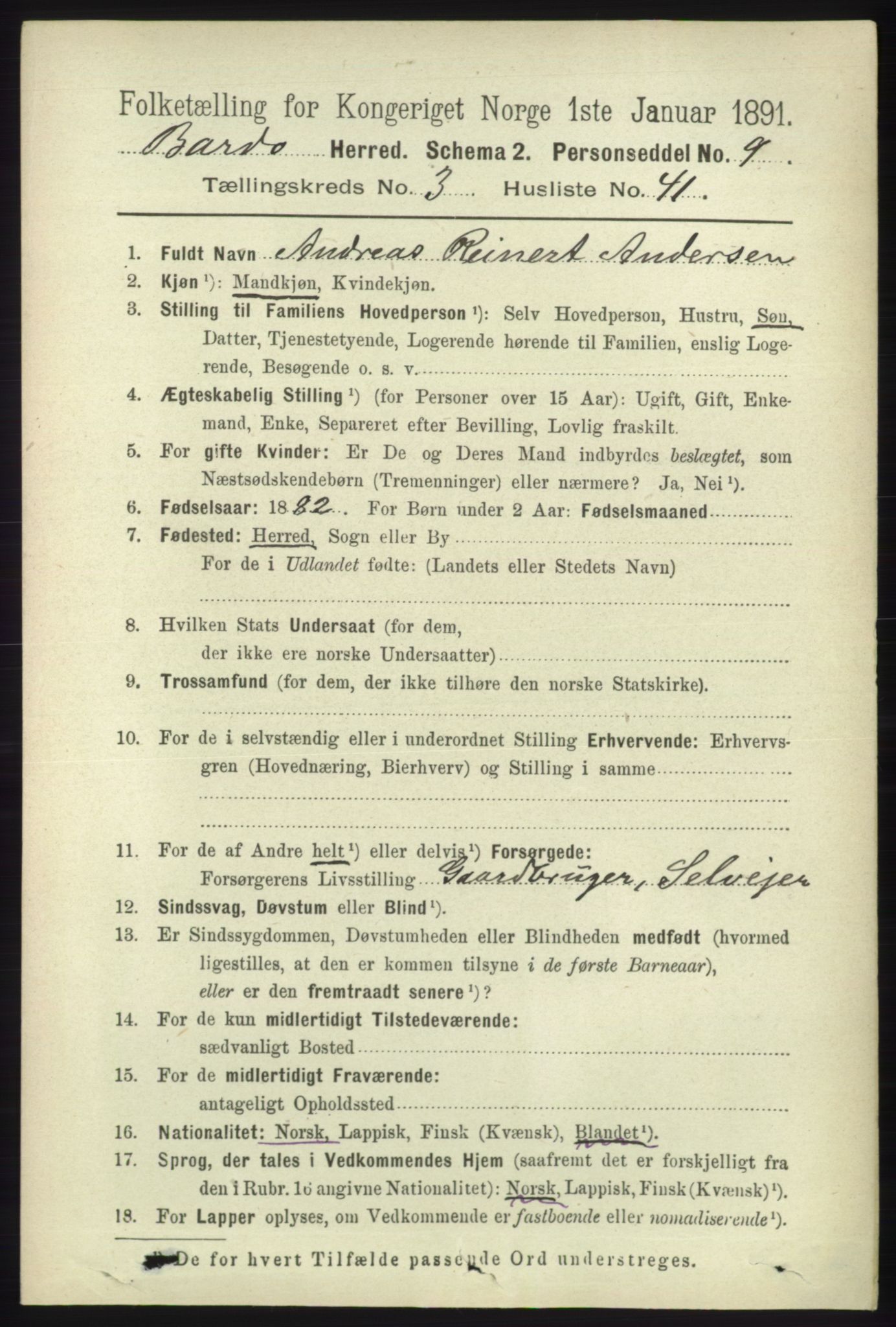 RA, 1891 census for 1922 Bardu, 1891, p. 1274