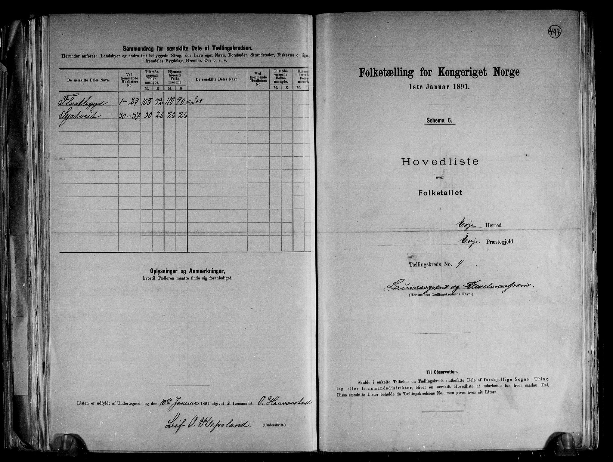 RA, 1891 census for 0937 Evje, 1891, p. 11
